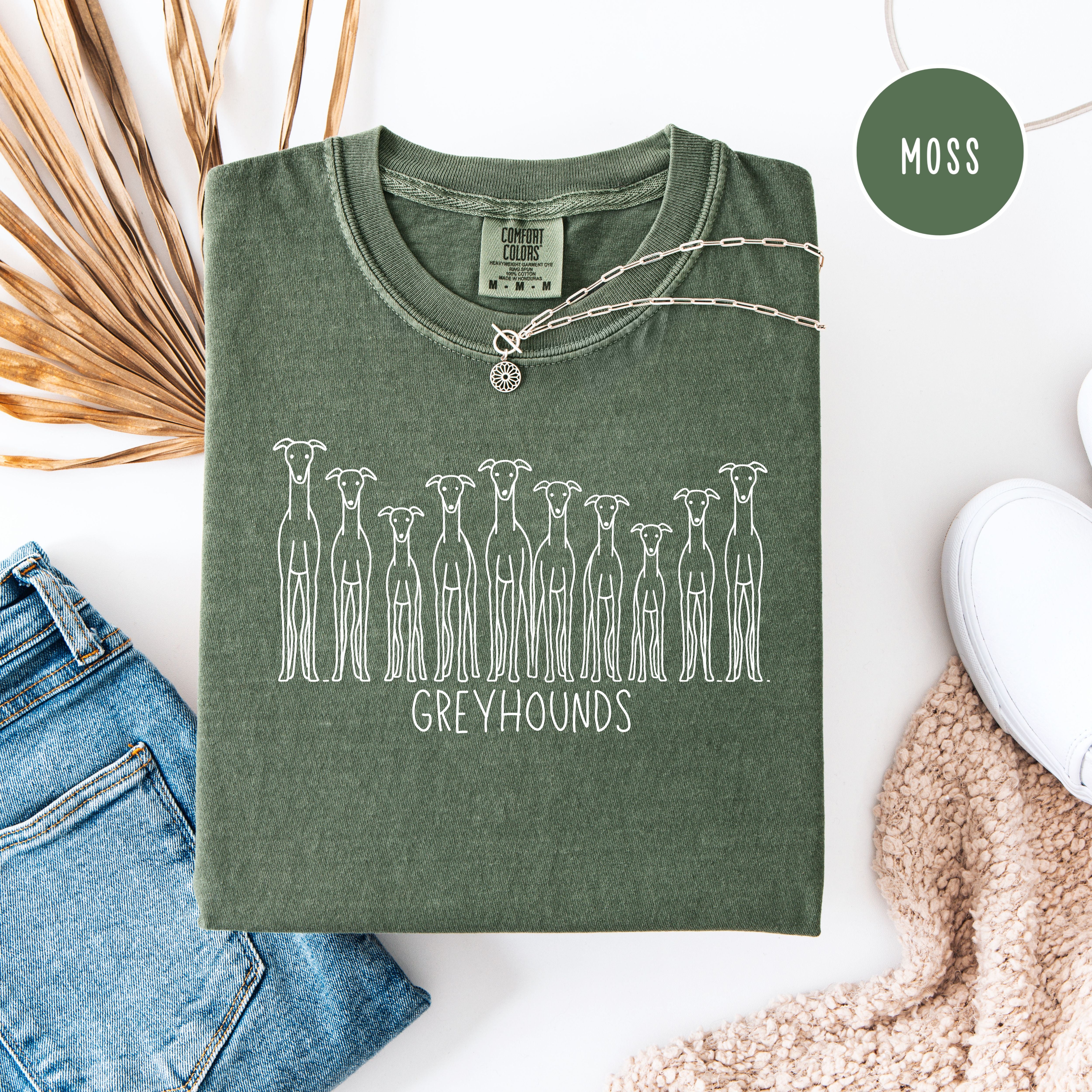 Greyhound Lover Unisex Comfort Colors T-Shirt, Rows of Greyhounds, Dog Lover Shirt, Animal Lover Shirt