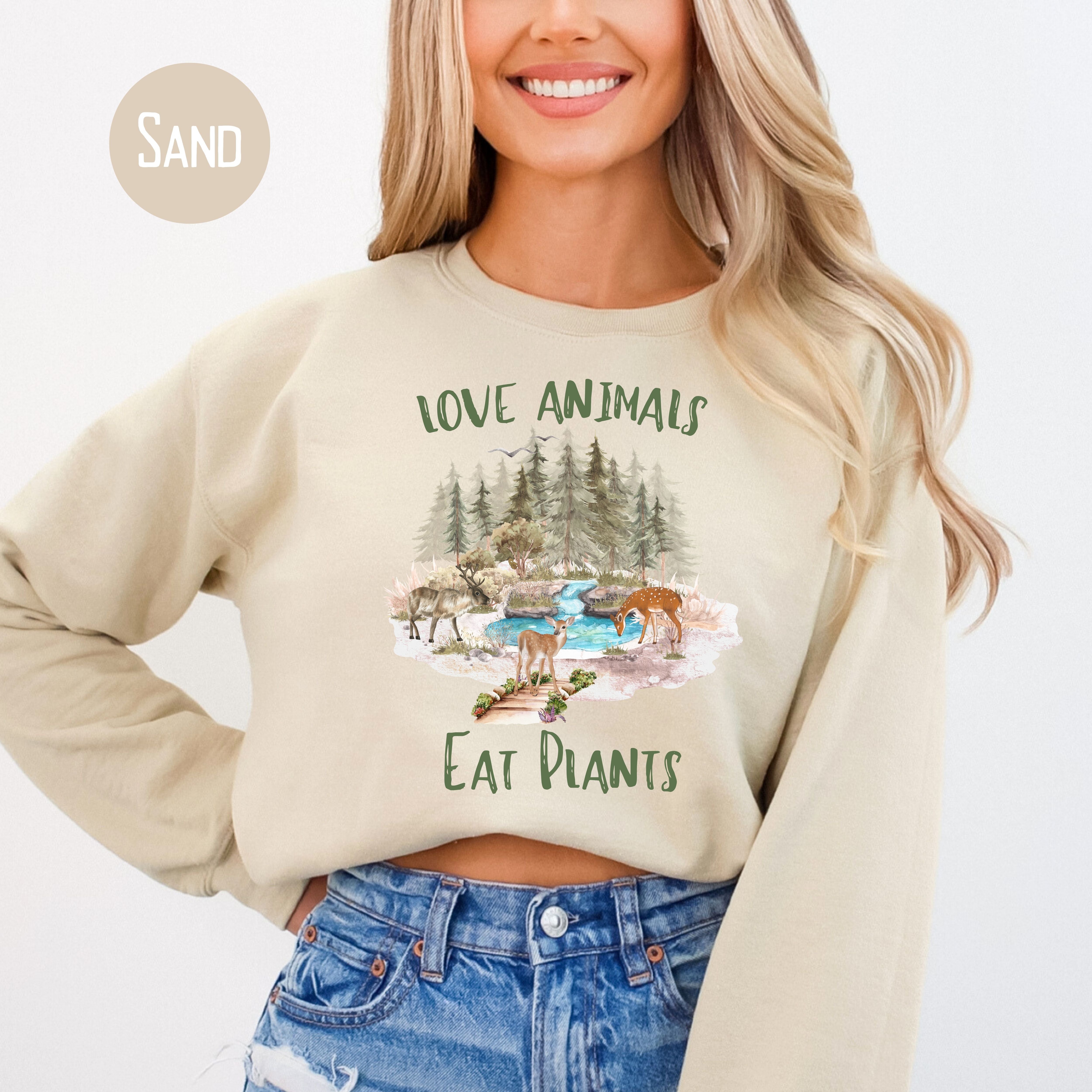 Vegetarian Gift Sweatshirt Love Animals Eat Plants Vegan Gift Sweatshirt