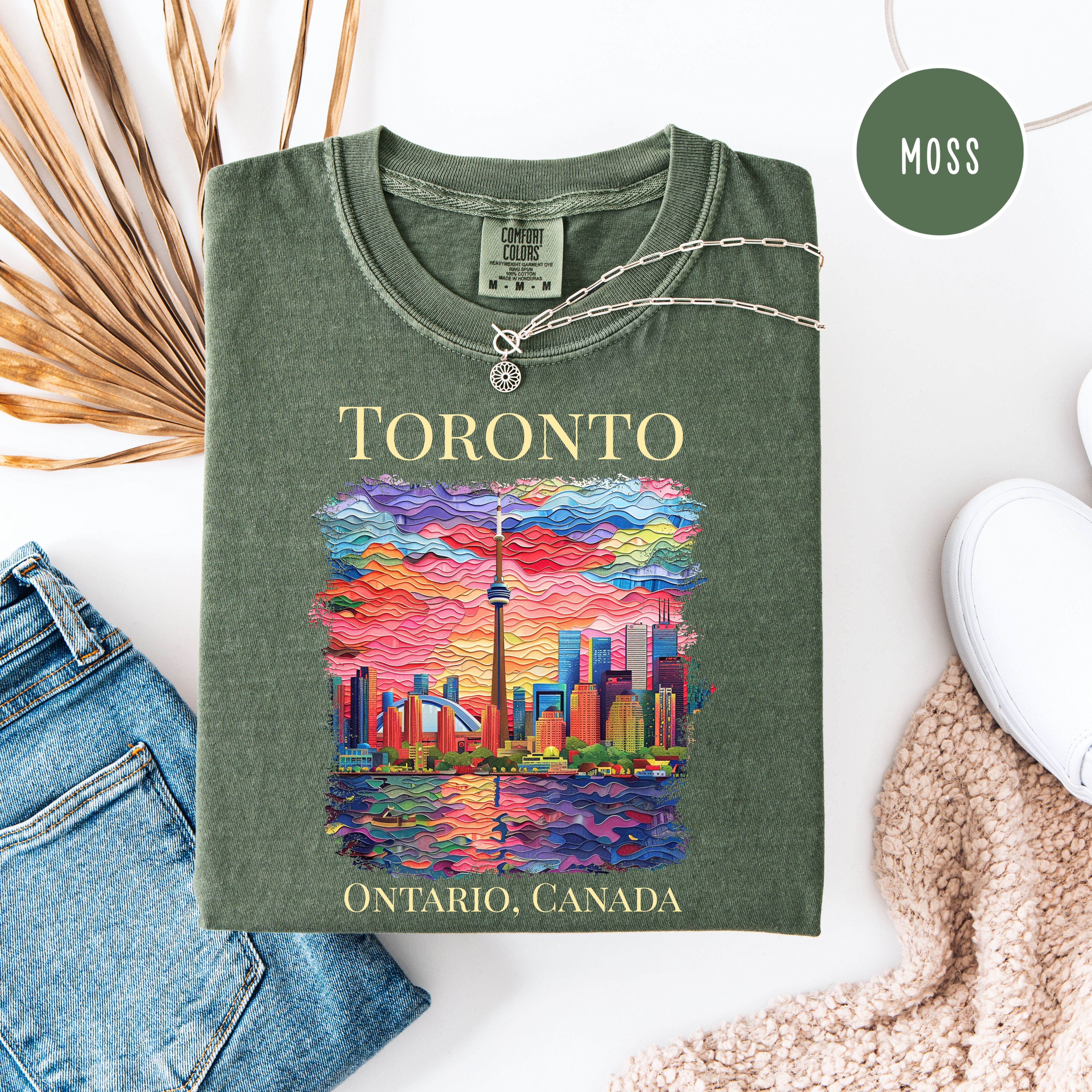 Toronto Ontario Canada Skyline Comfort Colors Gift Tee Shirt, Toronto Faux Texture Shirt