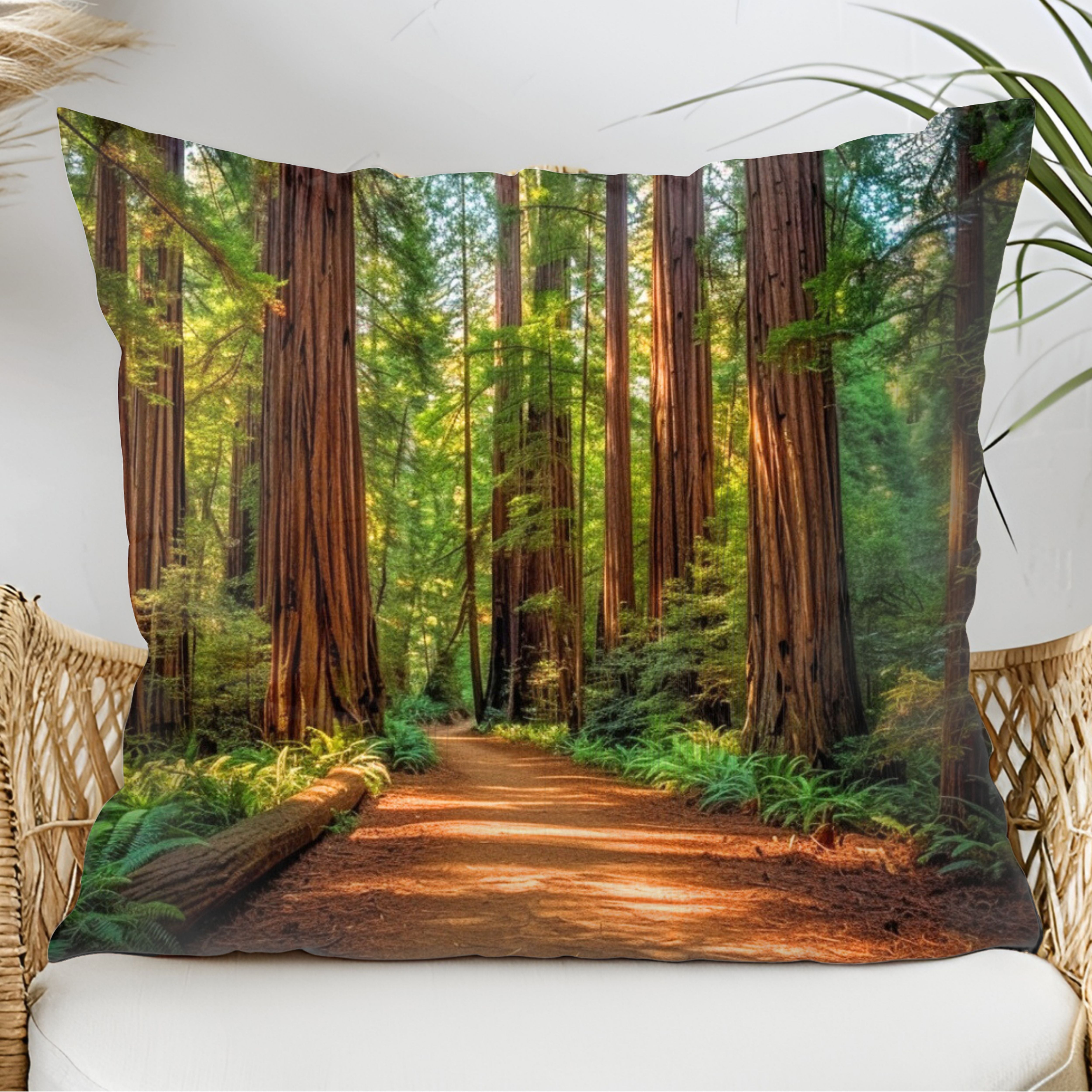Redwood Trees Decorative Throw Pillows, Design Front & Back