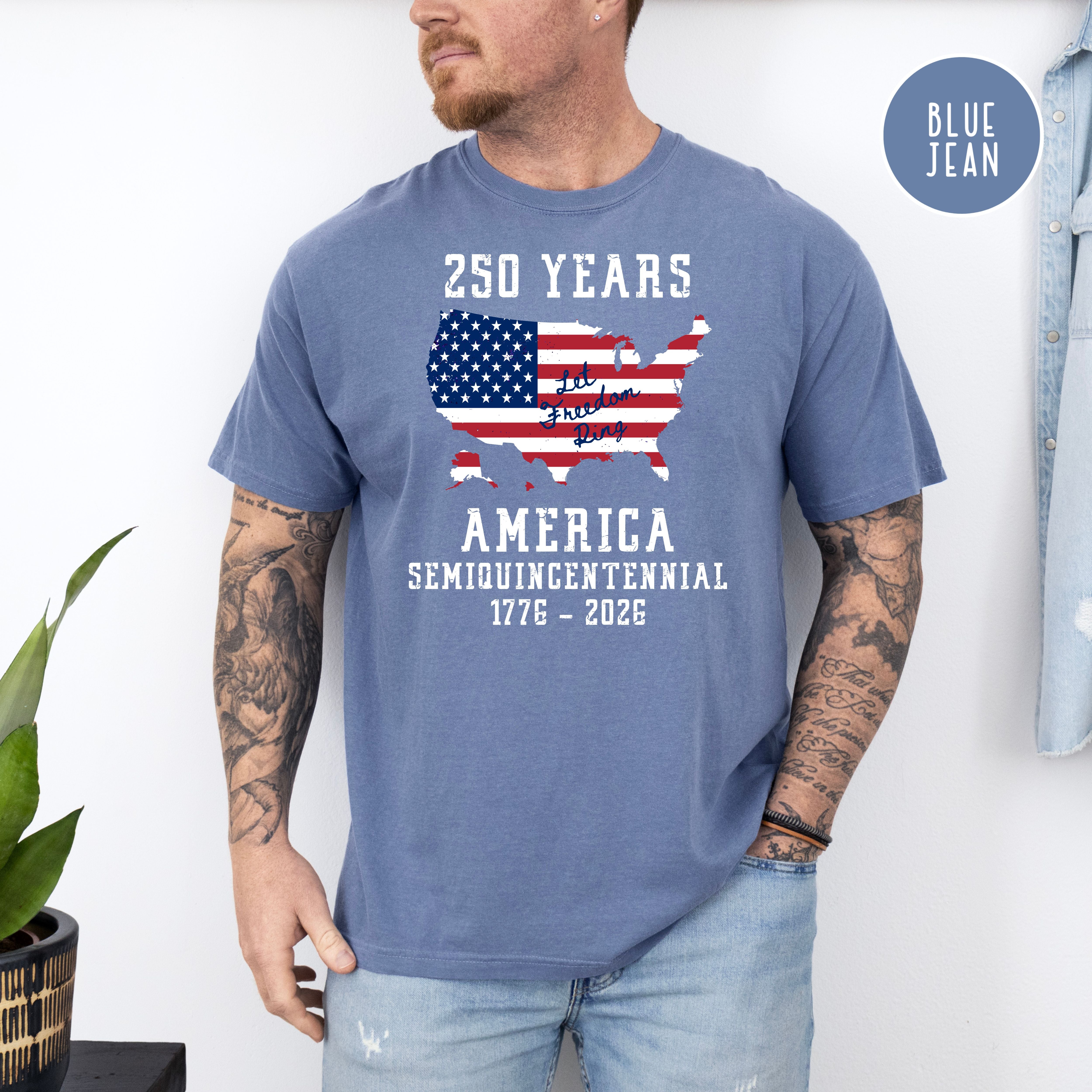 Patriotic American Flag 4th of July Semiquincentennial Comfort Colors T-Shirt, Let Freedom Ring Shirt