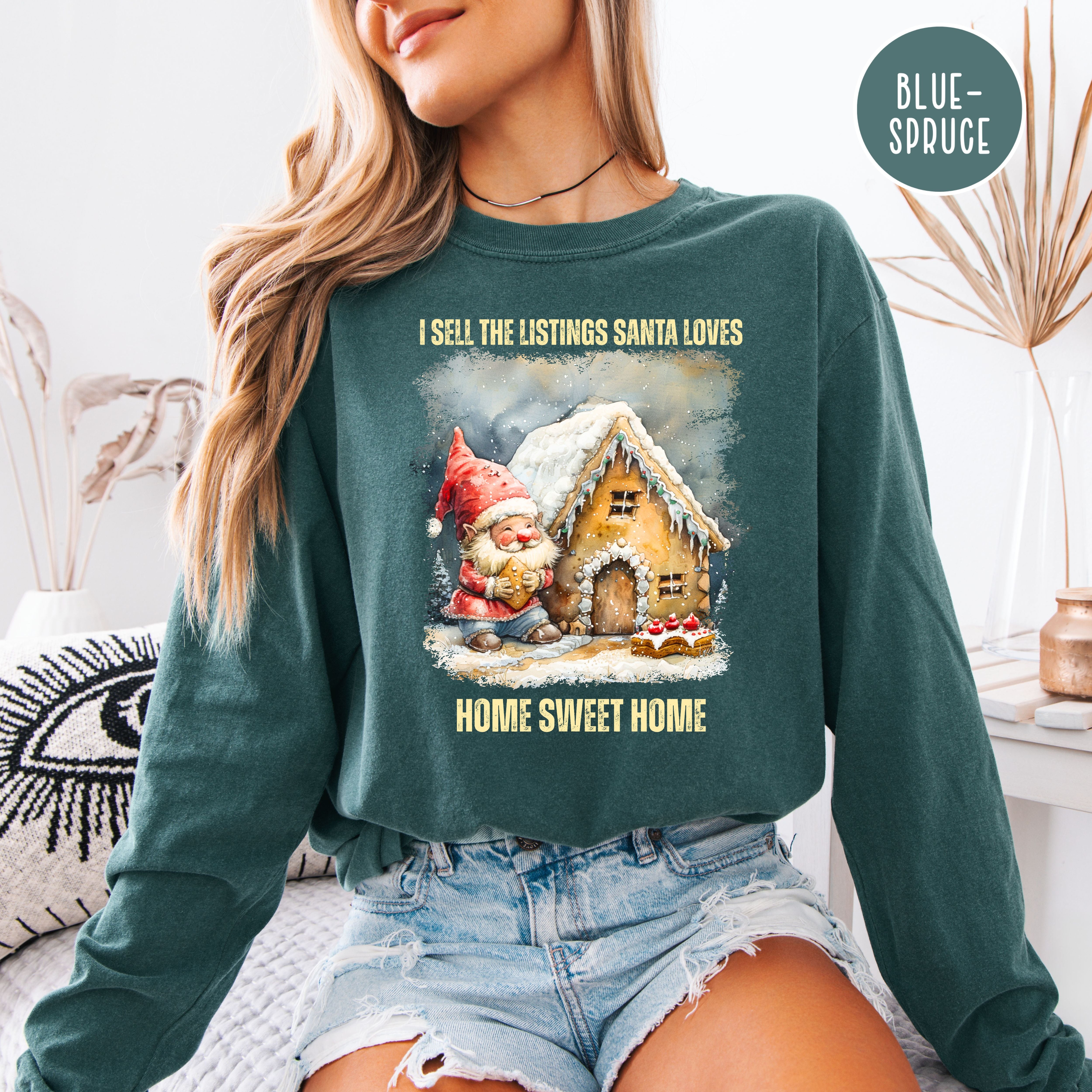 Real Estate Agent Christmas Comfort Colors Unisex Long Sleeve Tee