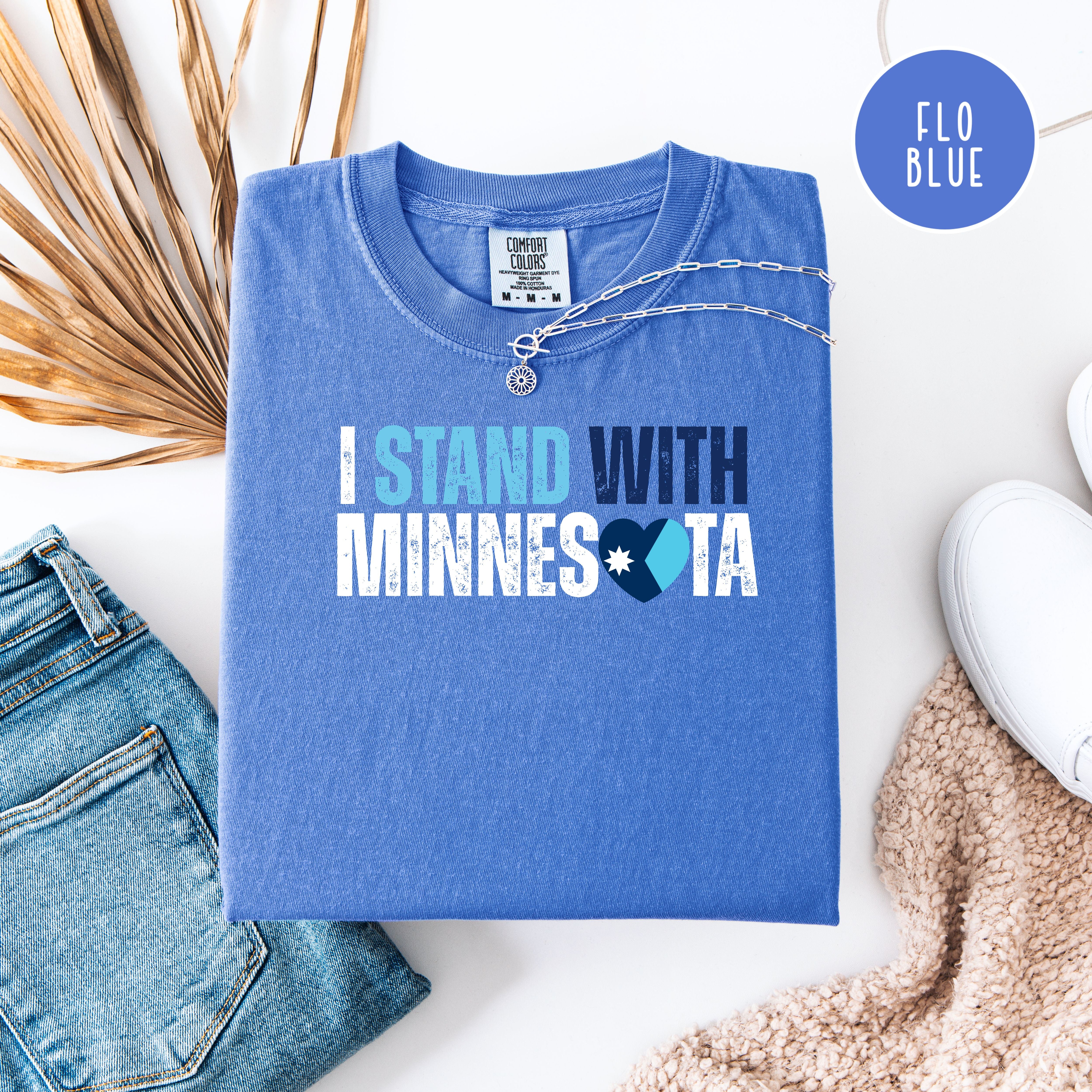 I Stand With Minnesota Unisex Comfort Colors T-Shirt, Minnesota Minneapolis Gift, Anti Trump, Anti ICE, Minnesota Gift Shirt