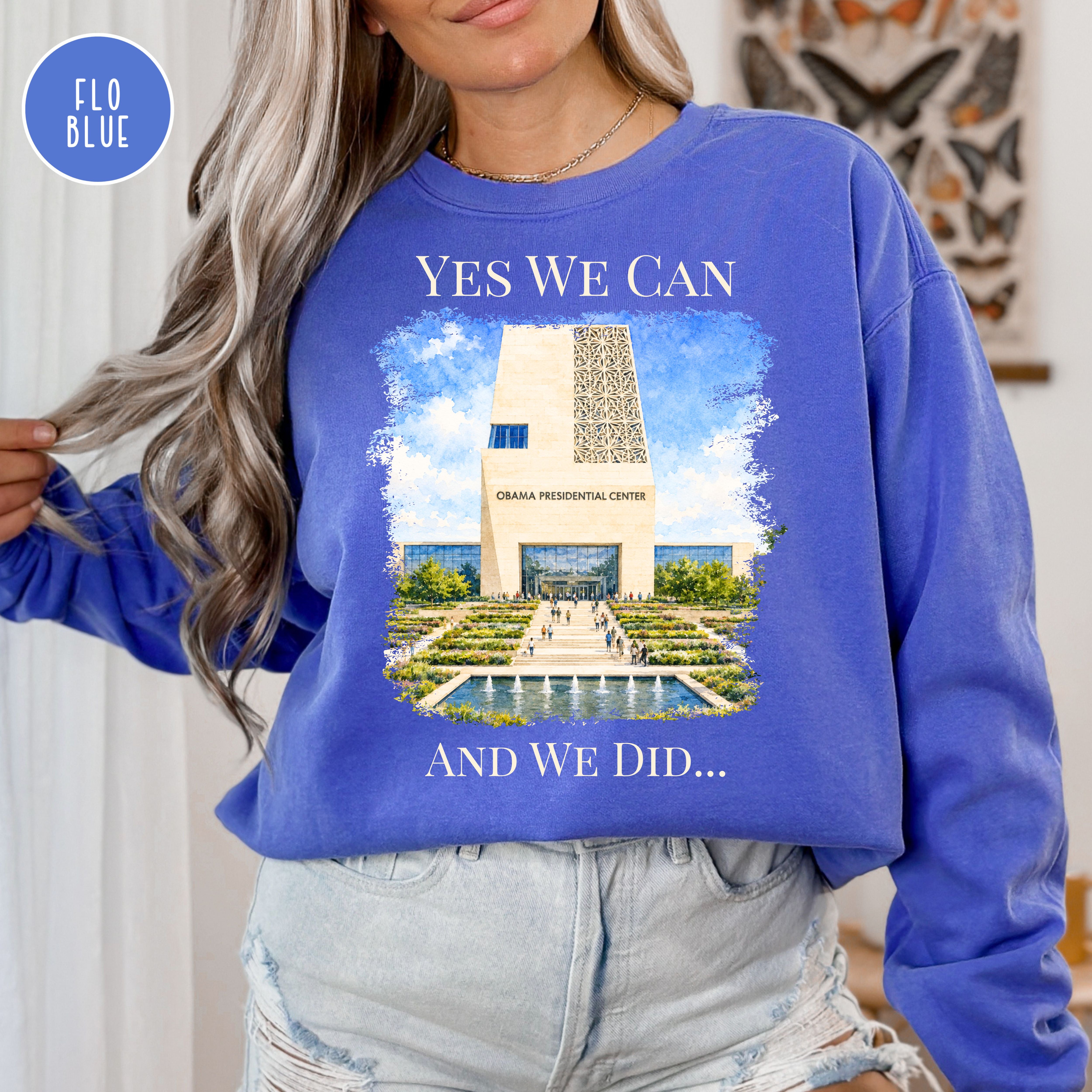 Obama Presidential Center Unisex Comfort Colors Sweatshirt, President Obama Gift Shirt, Obama Memorabilia, Yes We Can Shirt, Political Gift