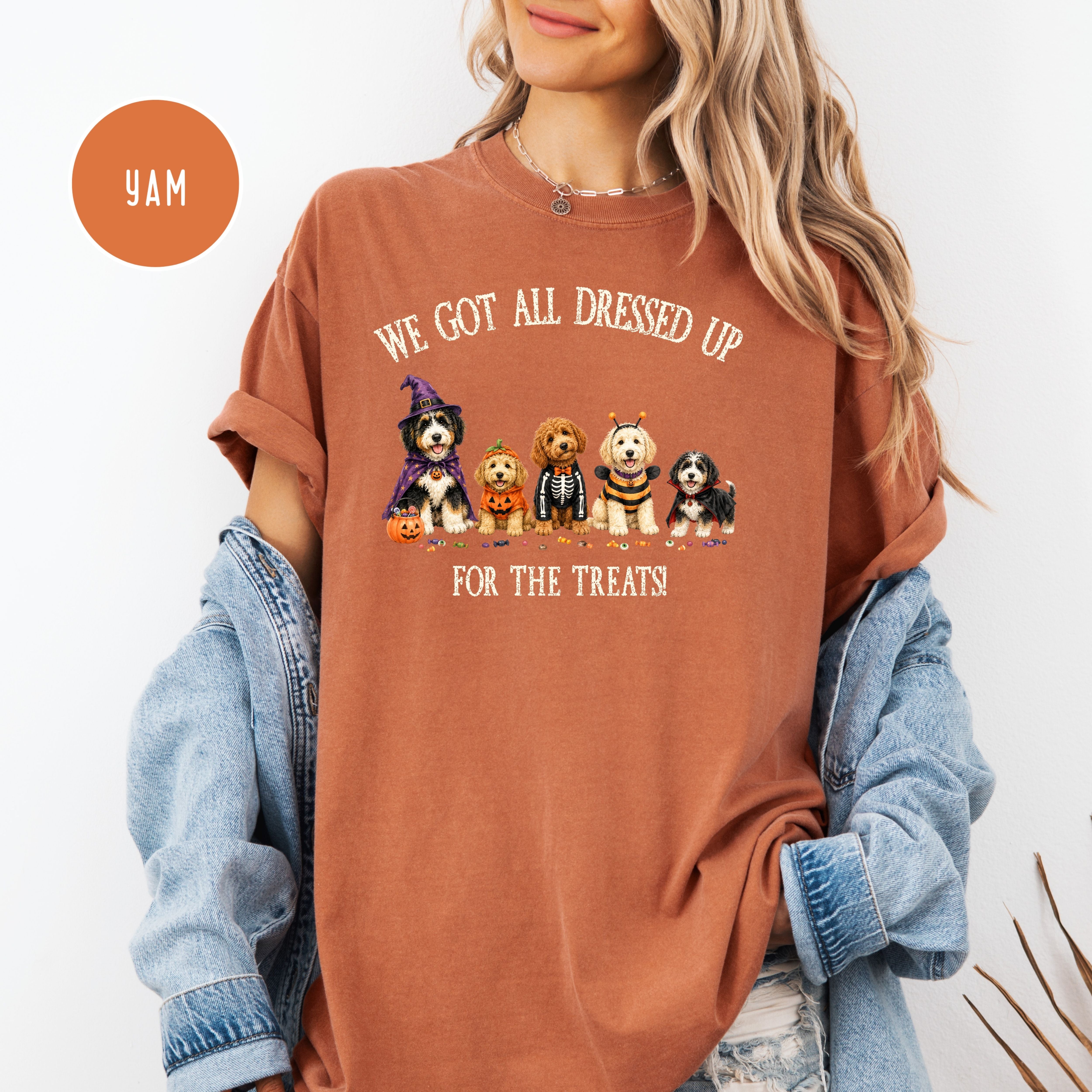 Halloween & Doodles Funny Dog Lover Comfort Colors T-Shirt, Doodle Dog Lover Halloween Gift, Doodle Dogs Halloween Costumes for Treats Shirt
