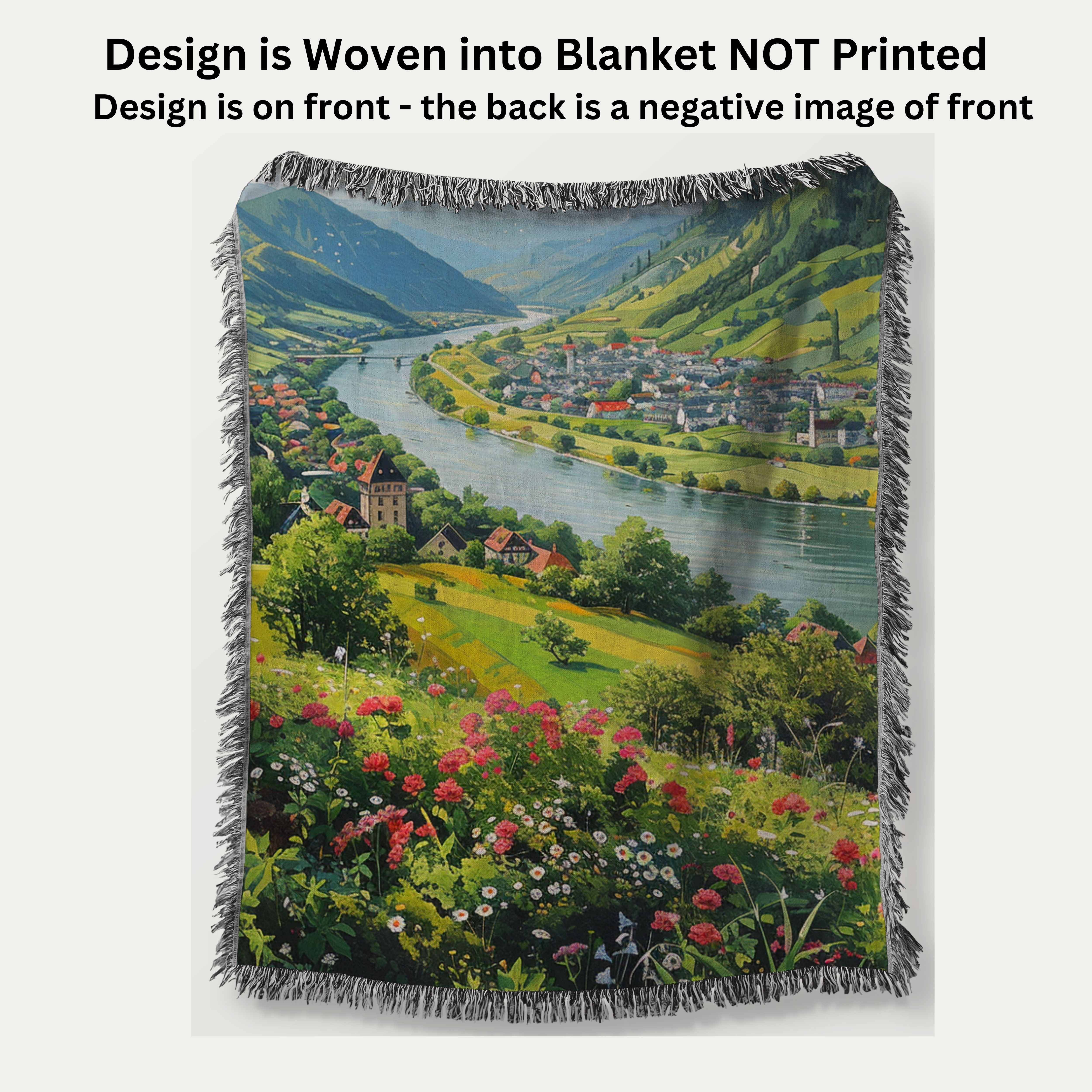 Rhine River Germany Woven Blanket, Rhine Valley Vacation Gift Blanket