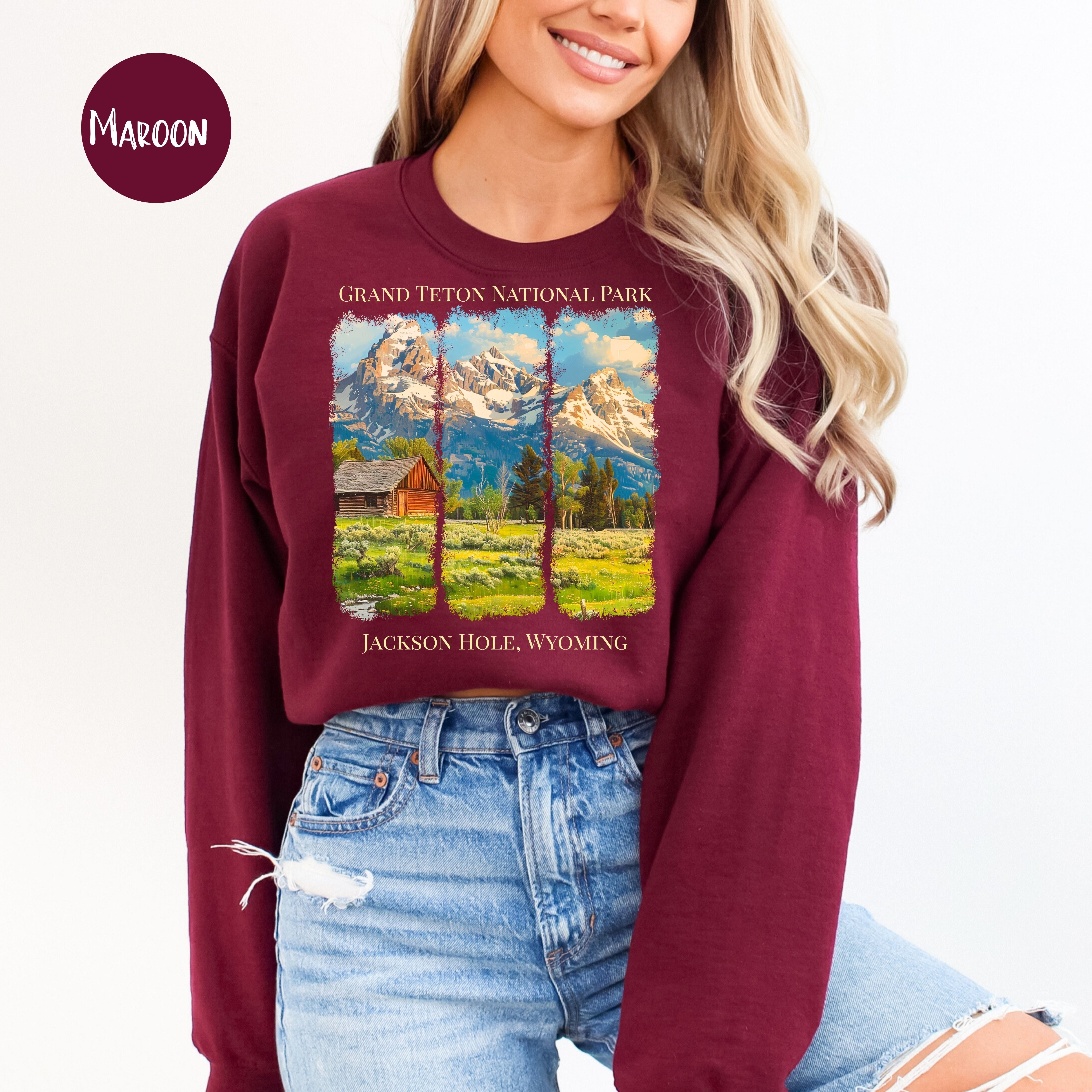 Grand Teton National Park Adult Unisex Sweatshirt, Jackson Hole Wyoming Gift