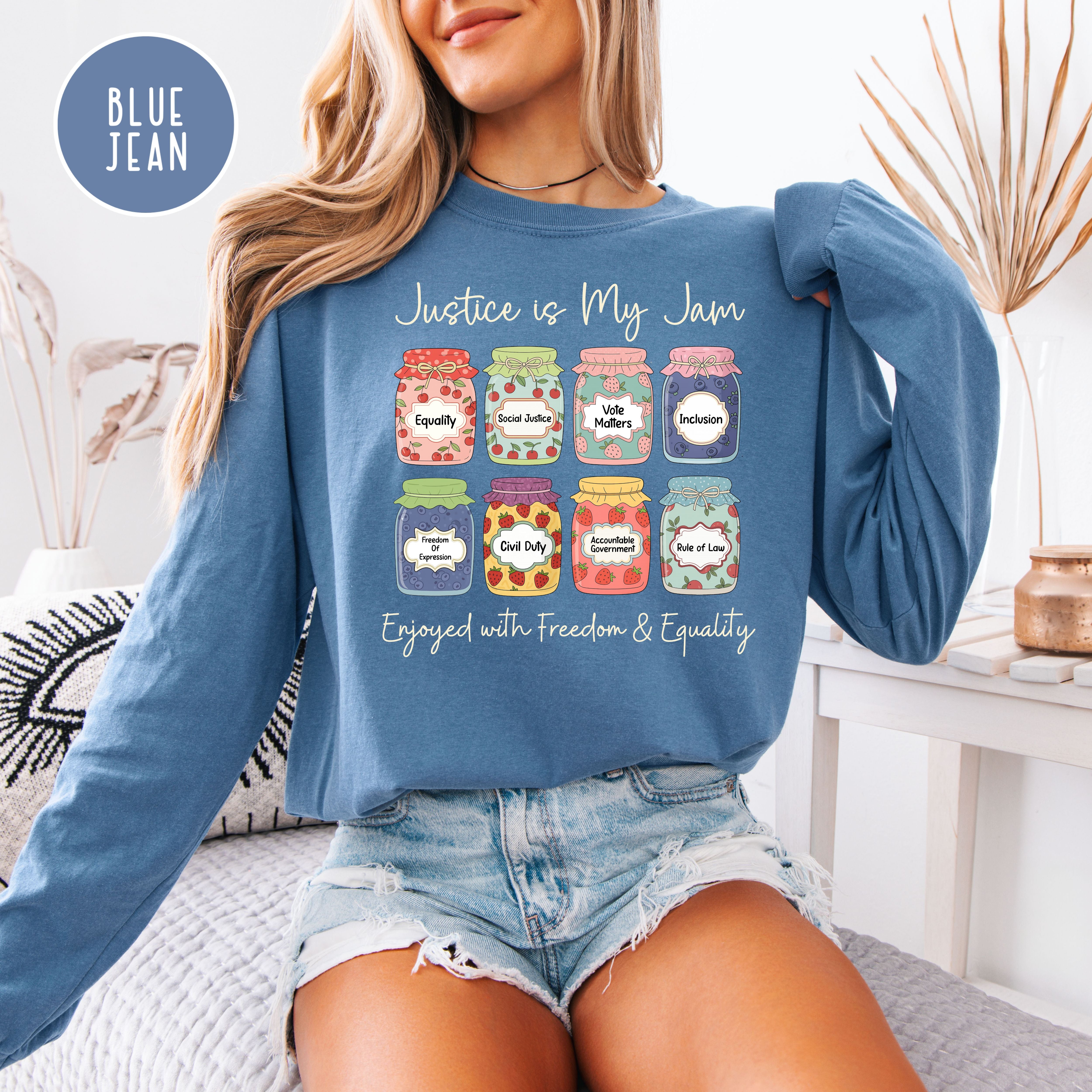 Justice is My Jam Long Sleeve Comfort Colors Social Justice Jam Jars Pro Democracy Gift Tee