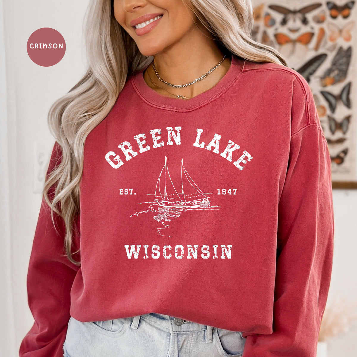 Green Lake Wisconsin Unisex Comfort Colors Camping Sweatshirt, Green Lake Wisconsin Vacation Gift Shirt, Green Lake Sweatshirt, Green Lake