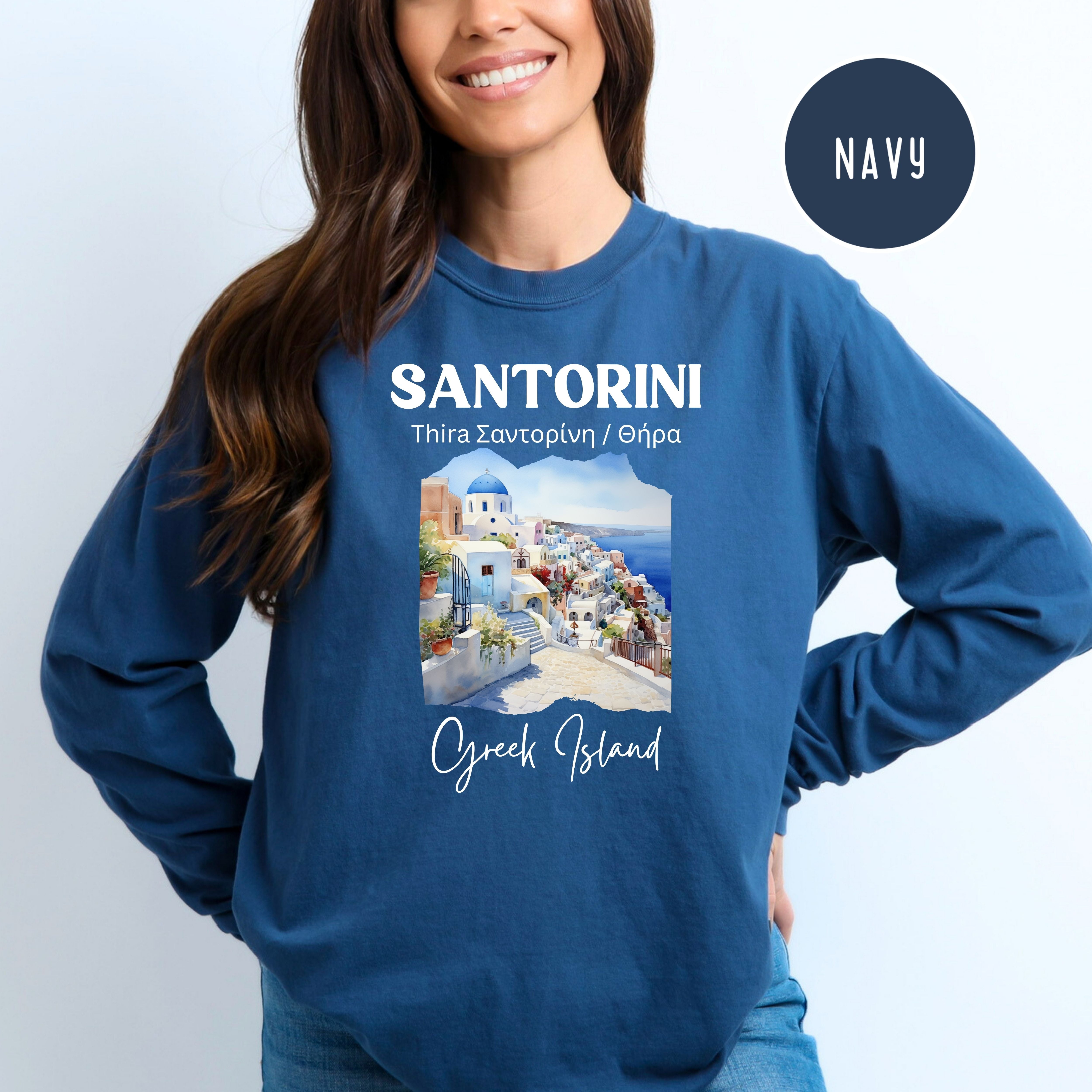 Santorini Greece Comfort Colors® Long Sleeve Tee