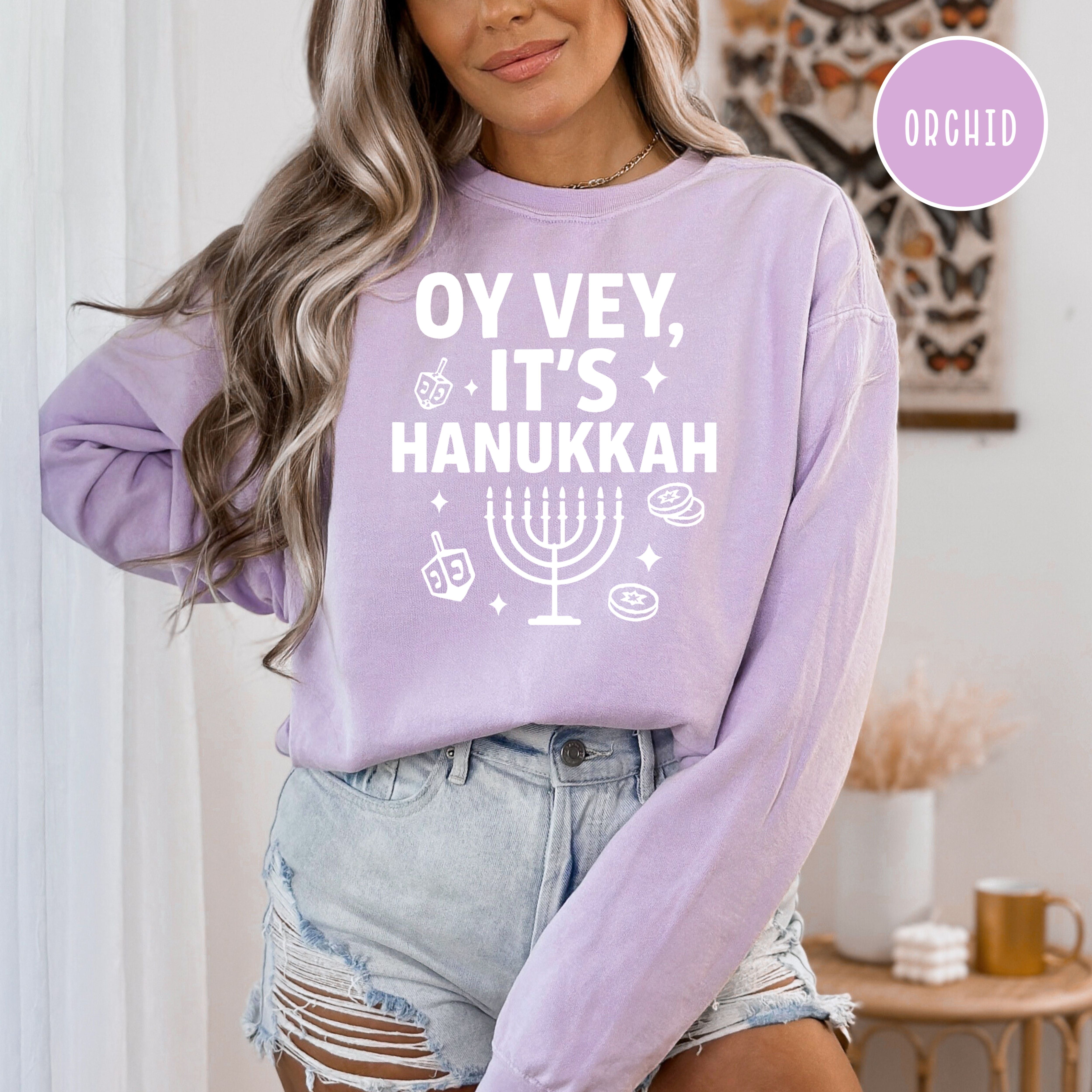 Oy Vey It's Hanukkah Comfort Colors Unisex Sweatshirt