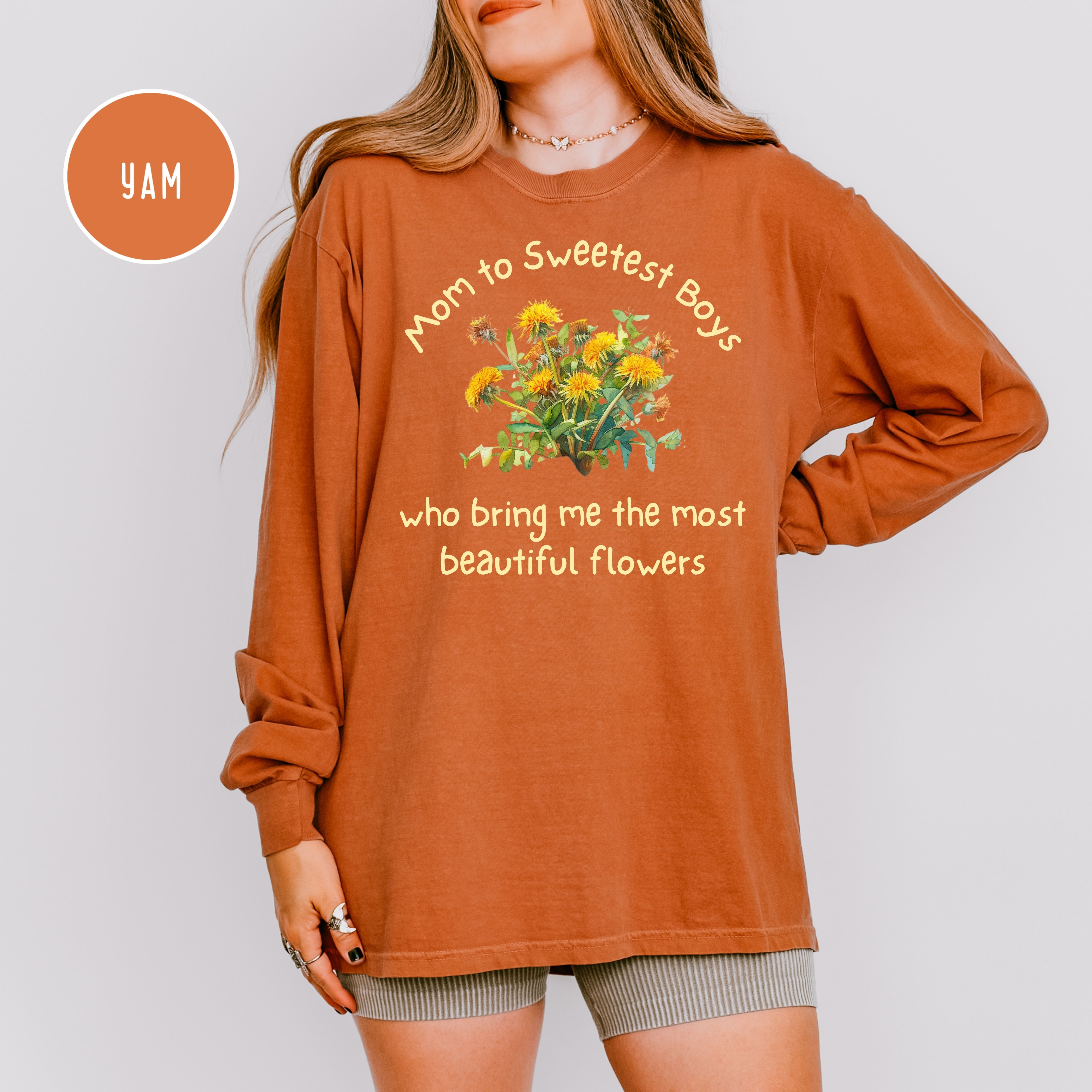 Mom To Boys Long Sleeve Comfort Colors T-Shirt, Funny Mom of Young Boys Tee