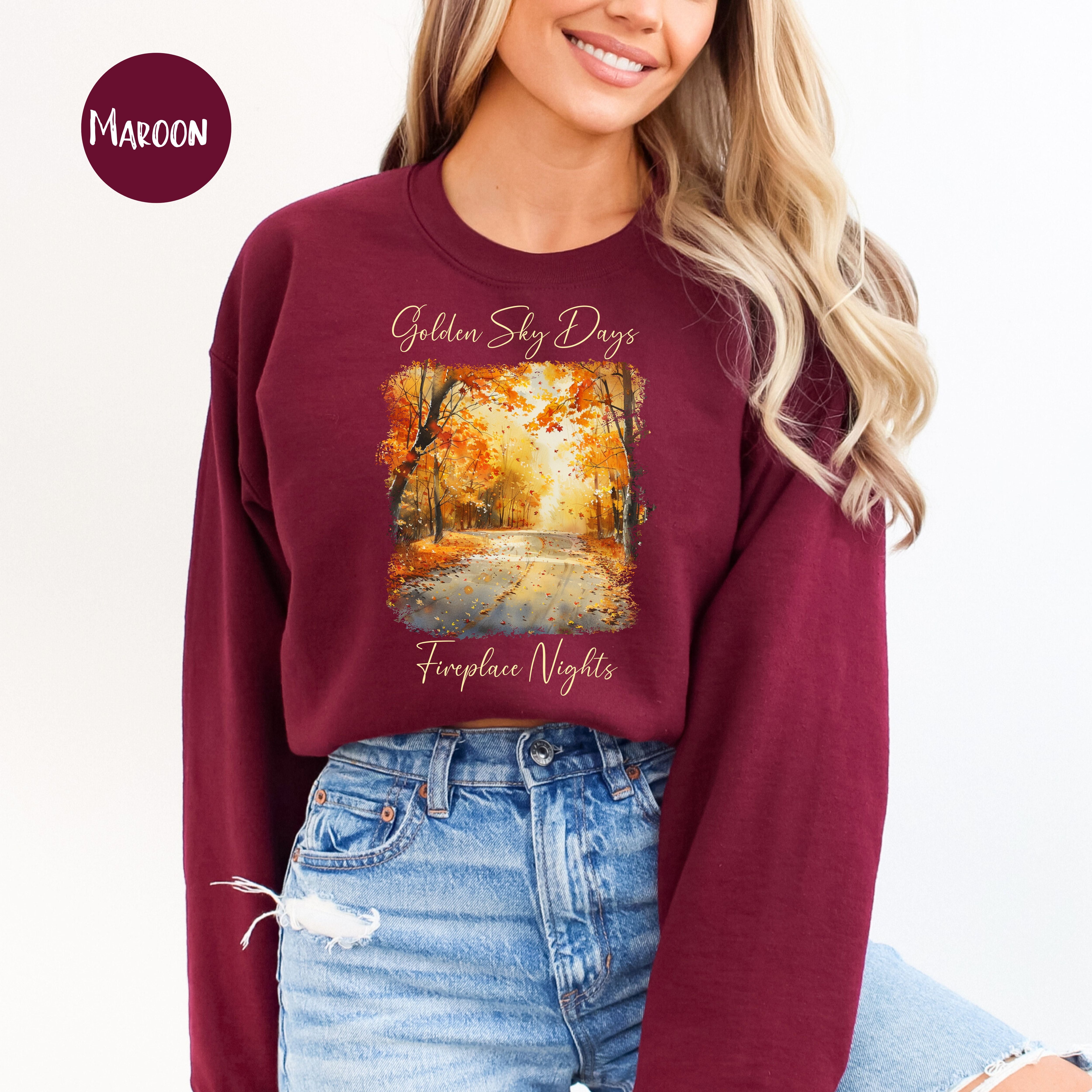 Golden Sky Days and Fireplace Nights Autumn Season Sweatshirt