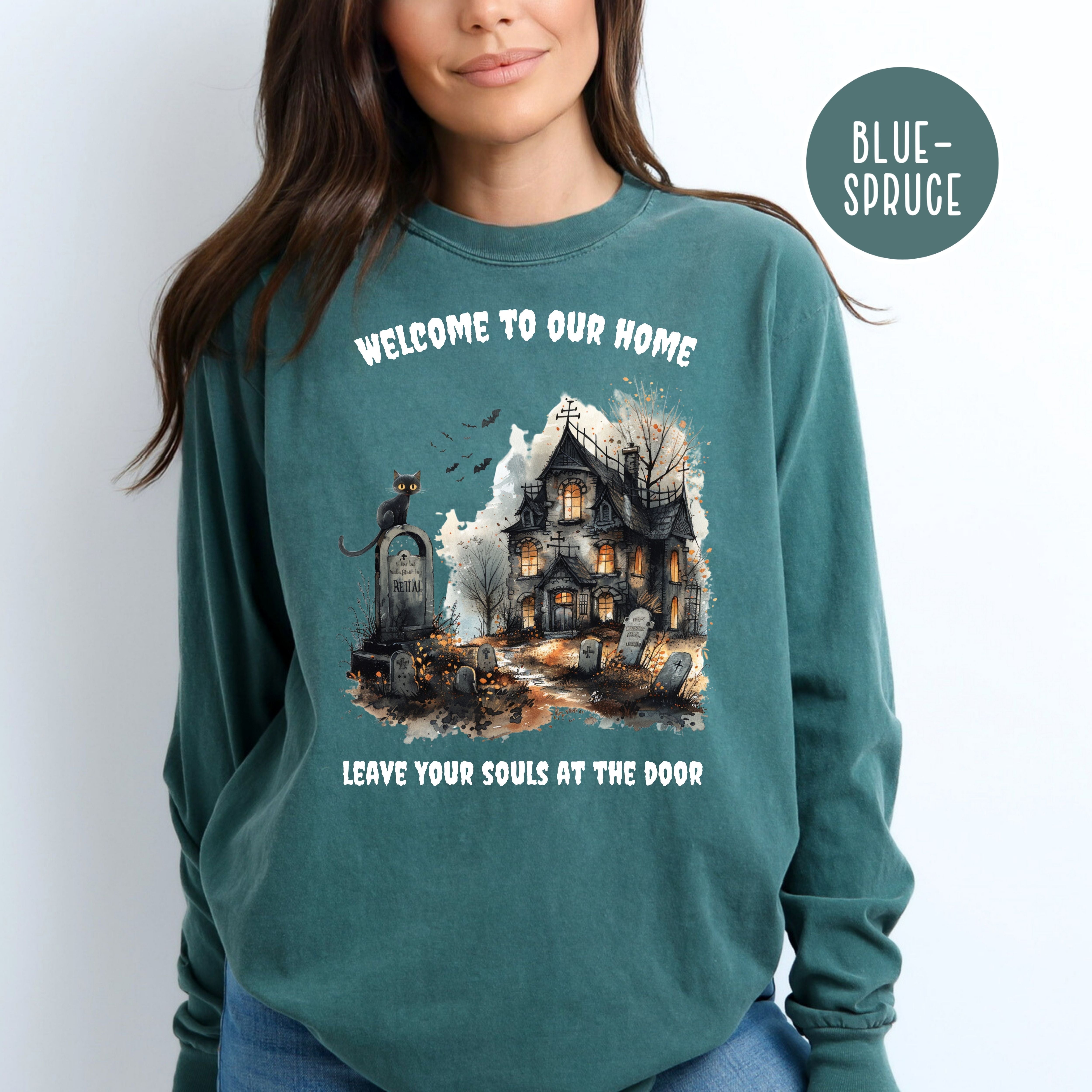 Halloween Haunted House Comfort Colors® Long Sleeve Tee