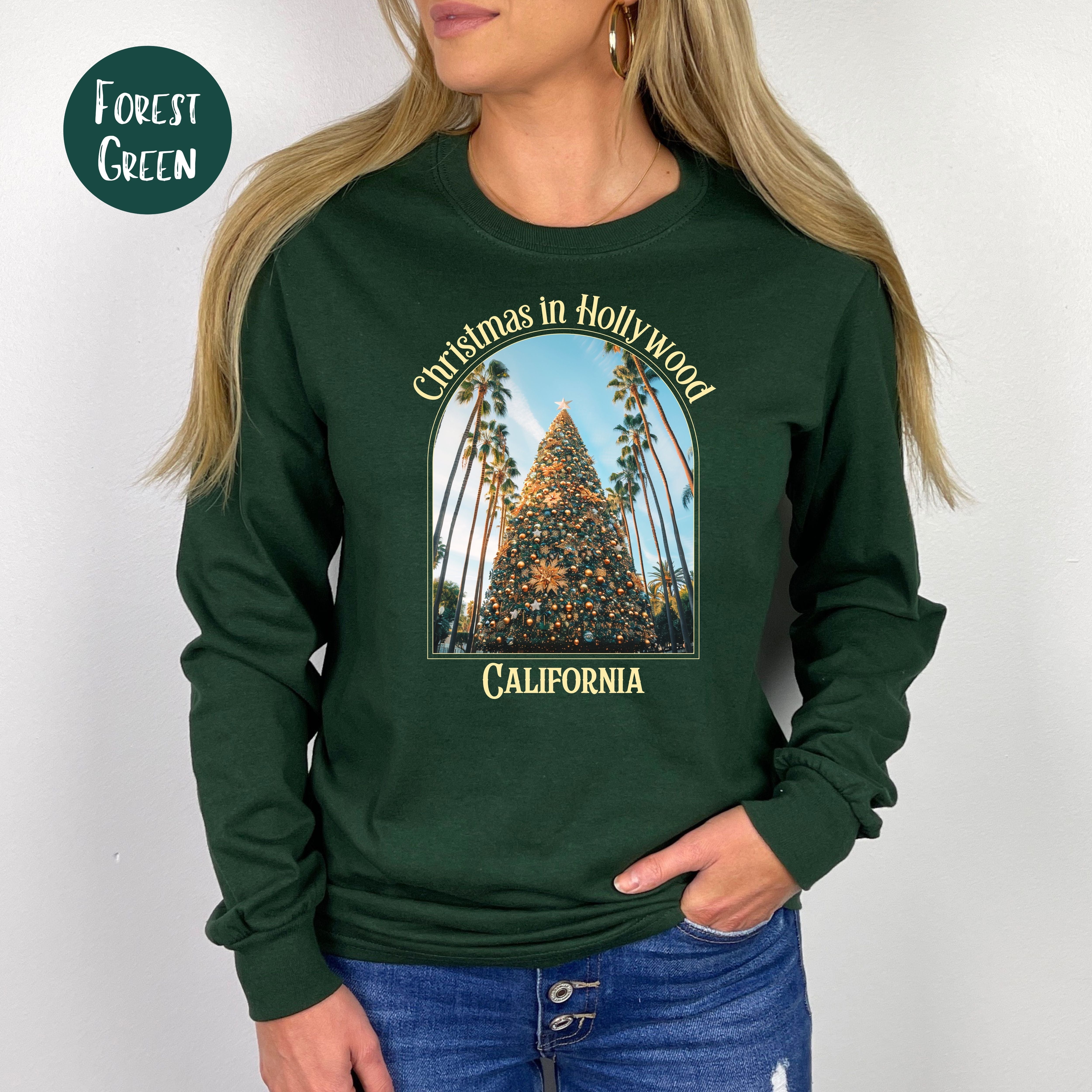 Christmas in Hollywood California Long Sleeve Tee Shirt