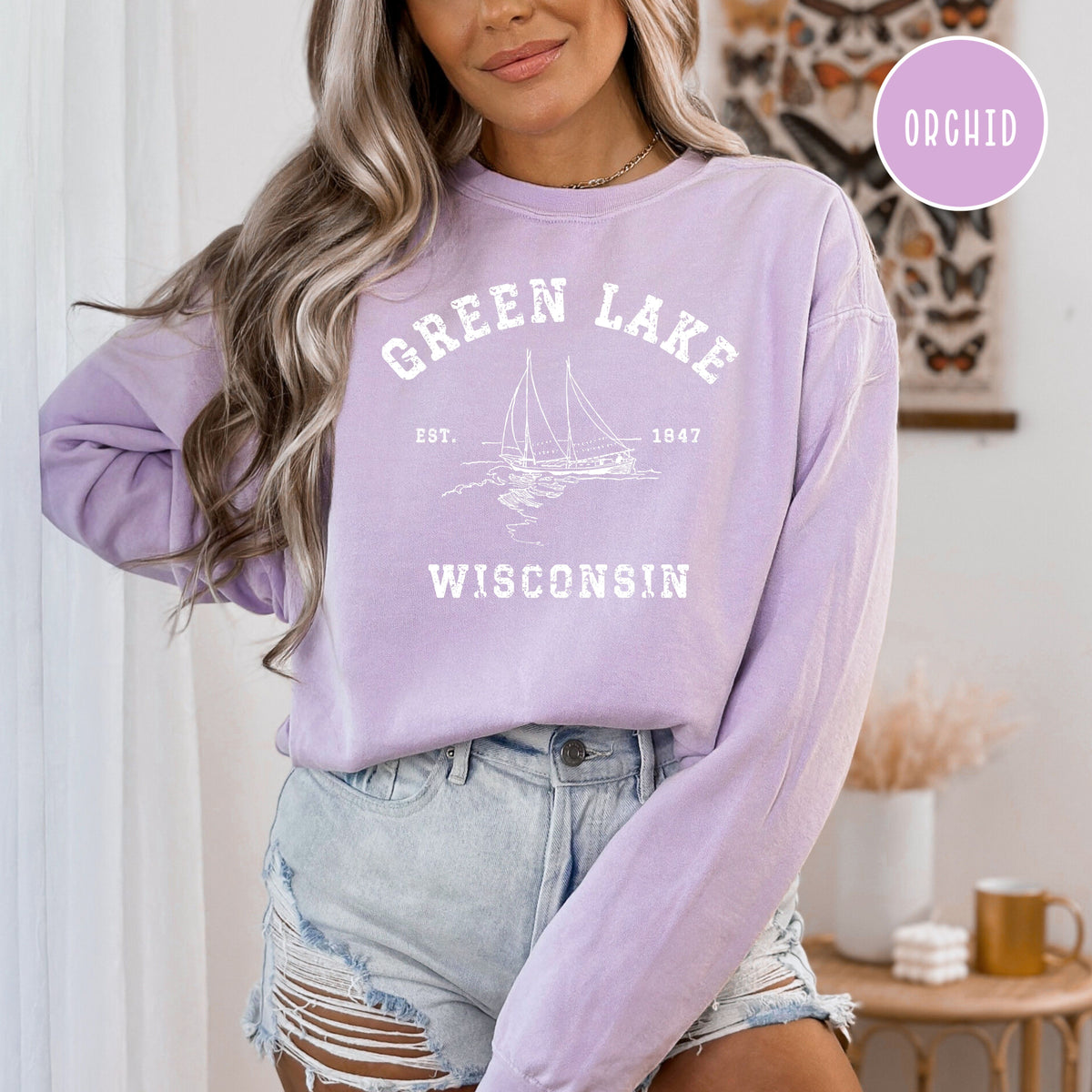 Green Lake Wisconsin Unisex Comfort Colors Camping Sweatshirt, Green Lake Wisconsin Vacation Gift Shirt, Green Lake Sweatshirt, Green Lake
