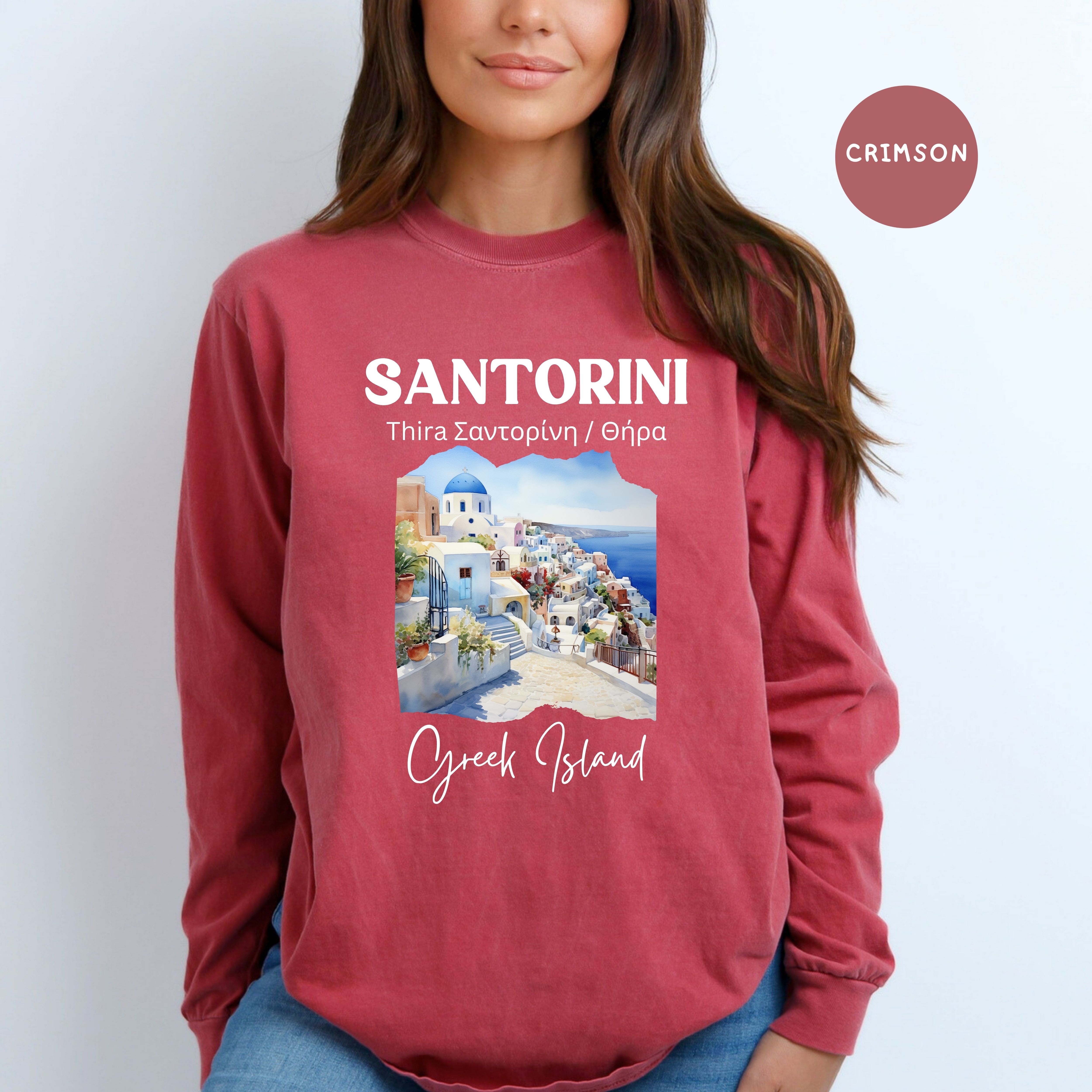 Santorini Greece Comfort Colors® Long Sleeve Tee