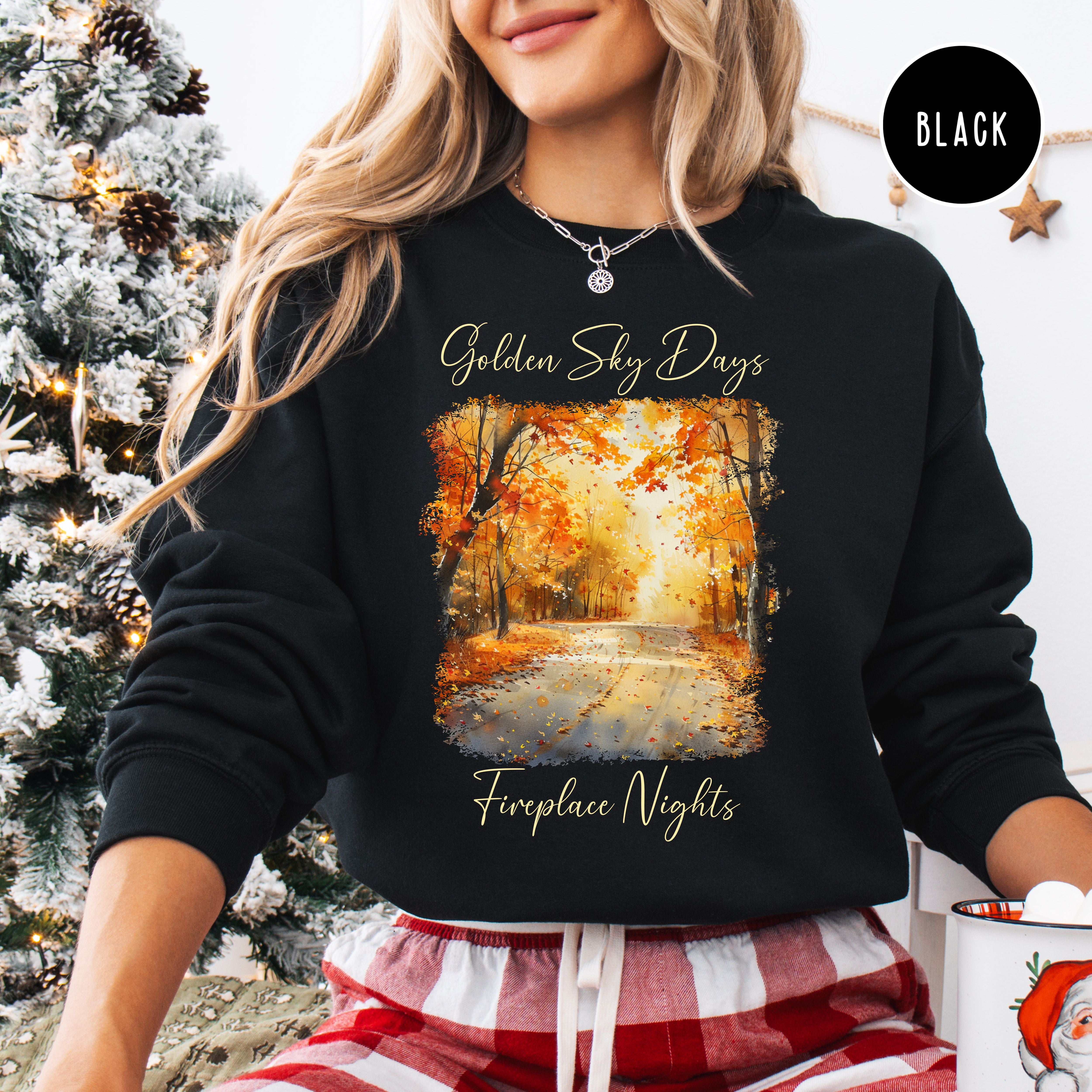 Golden Sky Days and Fireplace Nights Autumn Season Sweatshirt
