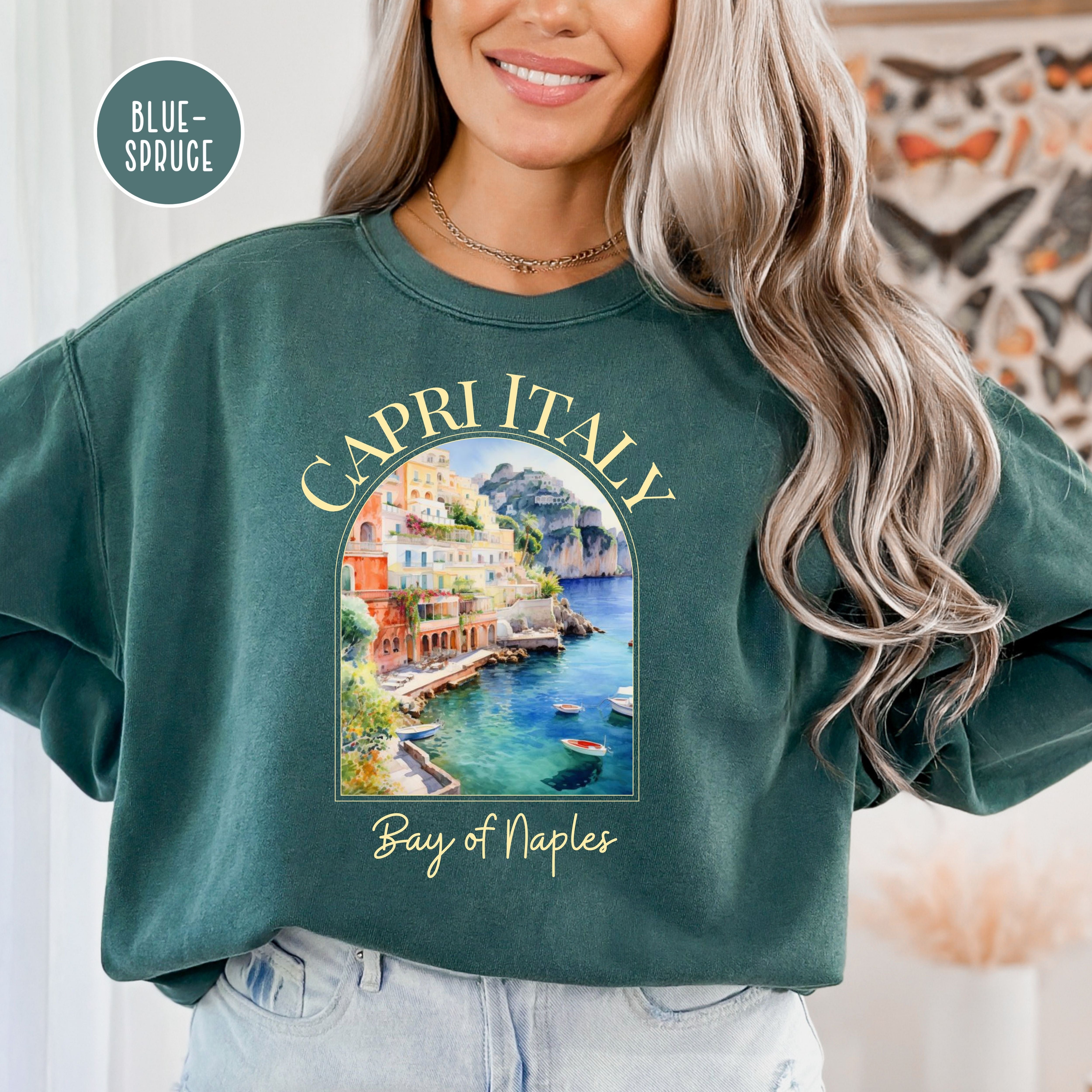 Capri Italy Comfort Colors Sweatshirt Gift, Bay of Naples Beach Sweater