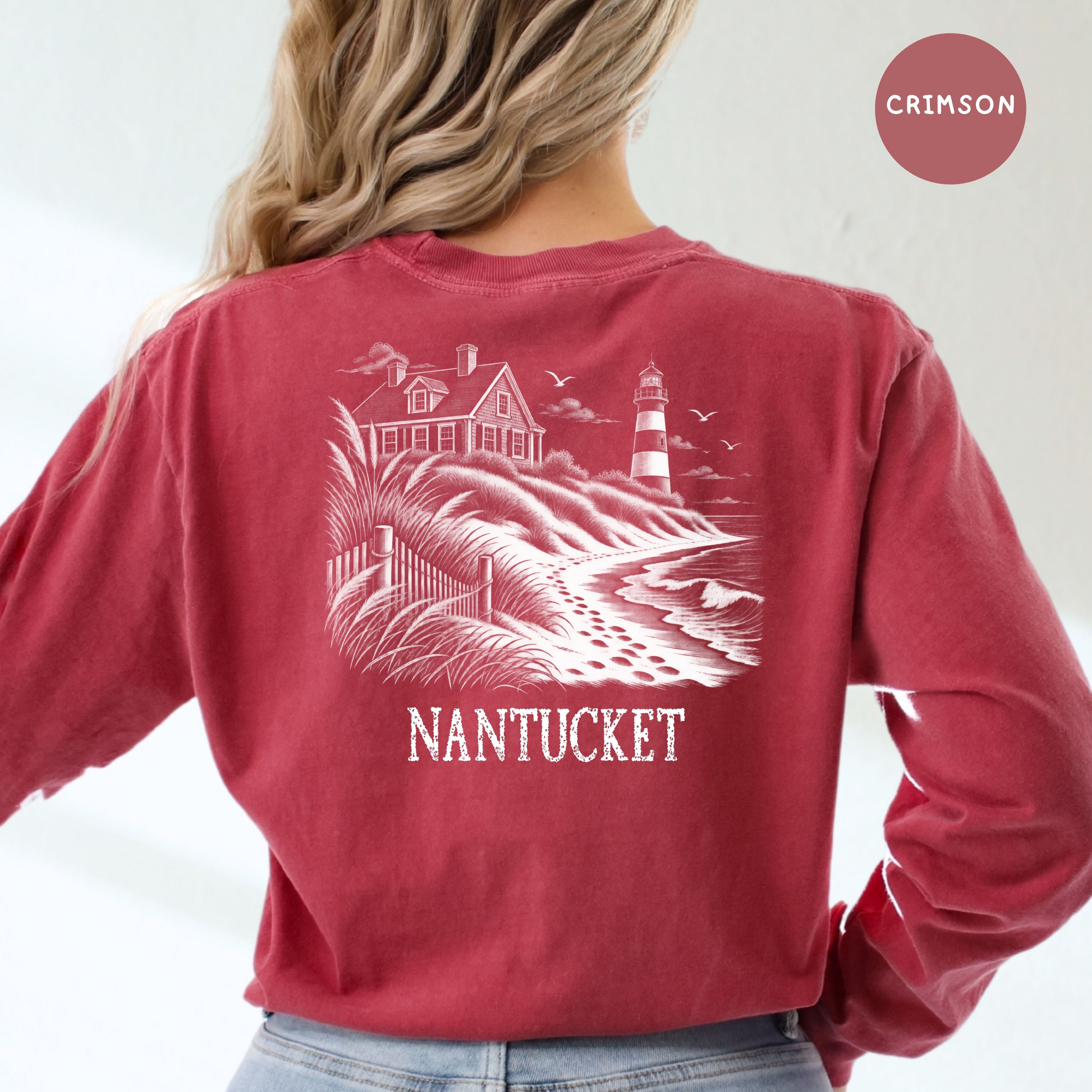 Nantucket Long Sleeve Comfort Colors T-Shirt, Nantucket Seaside Shirt, Nantucket Gift Shirt, Traveler Gift Shirt, Ocean Tee, Nantucket Shirt