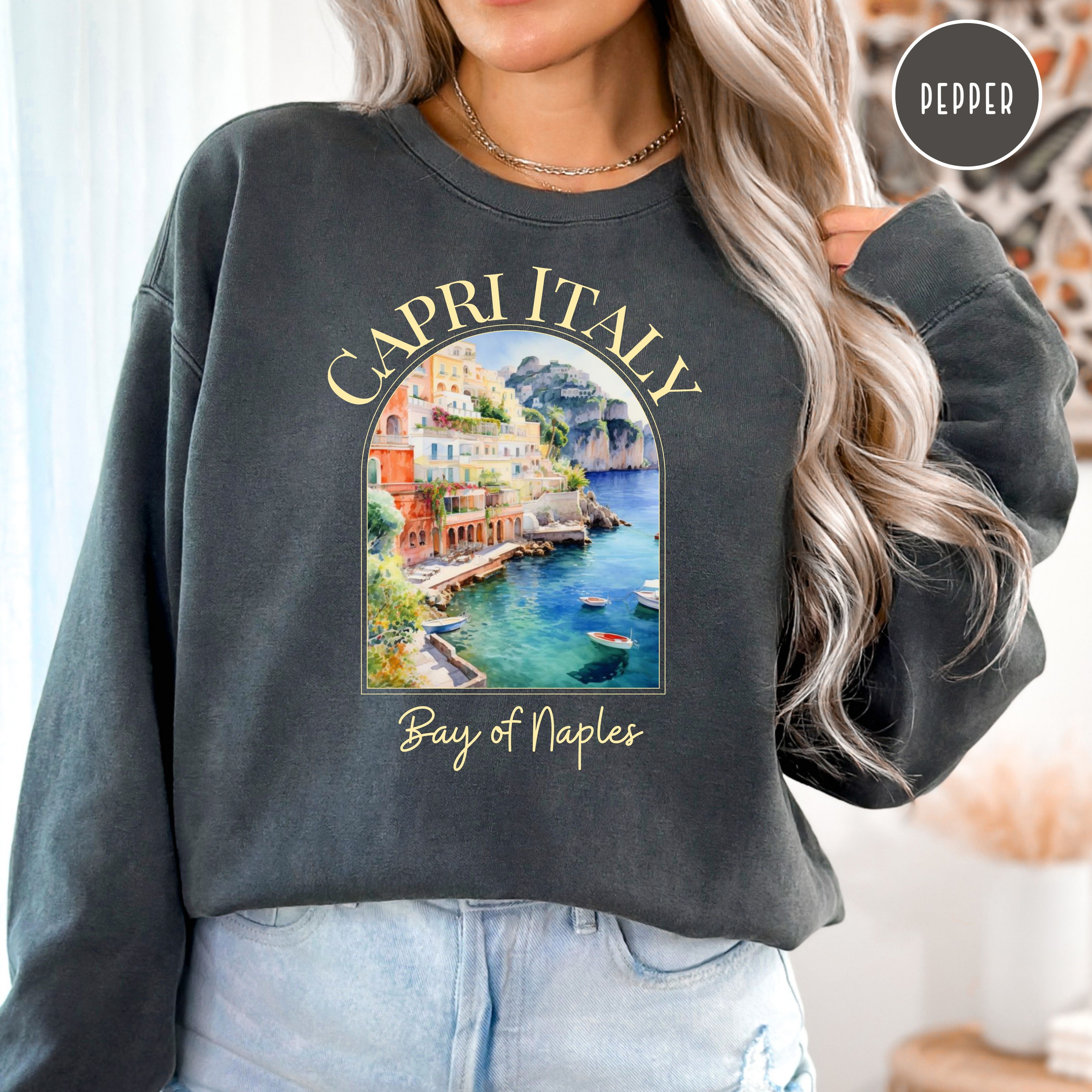 Capri Italy Comfort Colors Sweatshirt Gift, Bay of Naples Beach Sweater