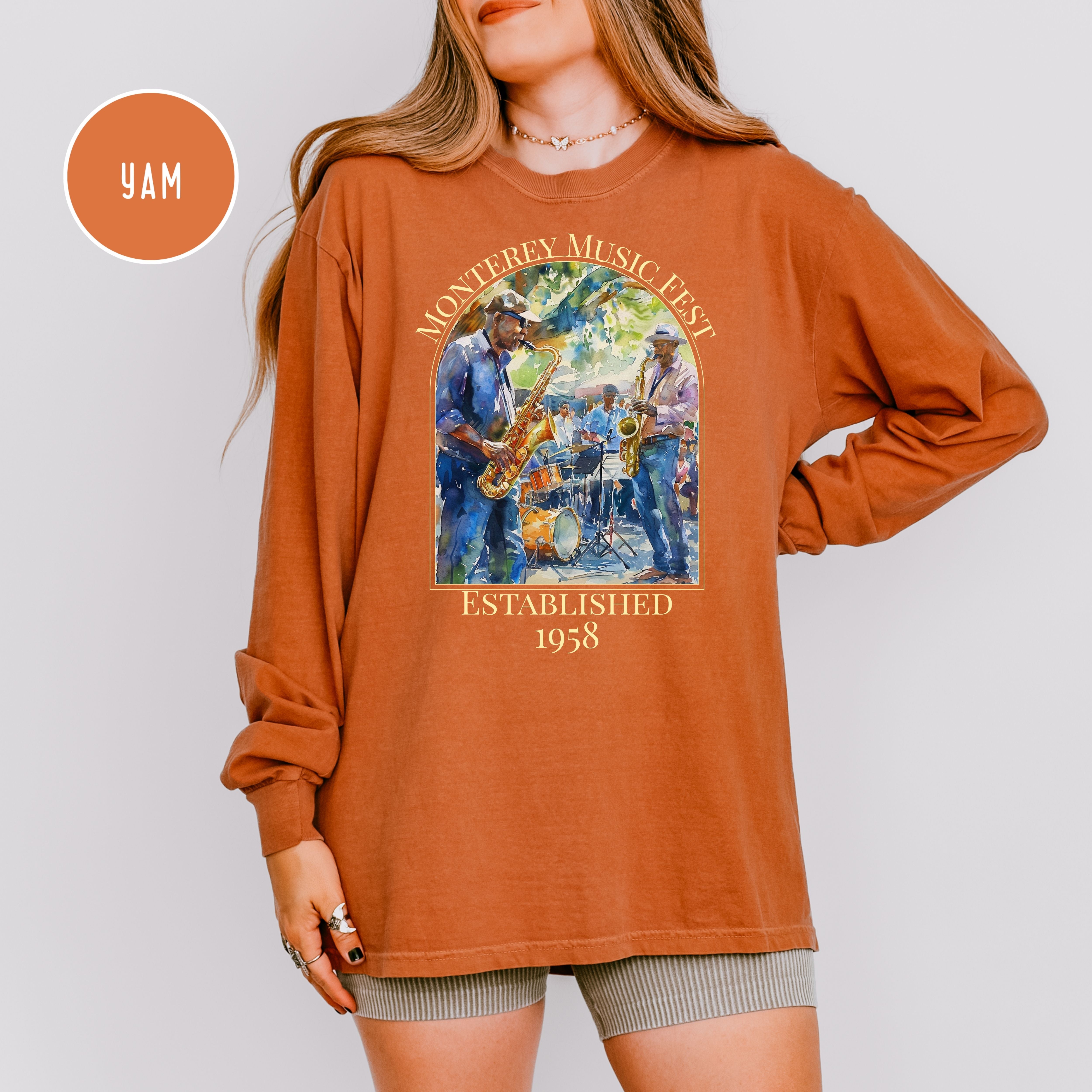 Monterey Music Festival Unisex Comfort Colors Long Sleeve T-Shirt, Music Lover Gift, Monterey Vacation Gift Shirt, California Travel Shirt