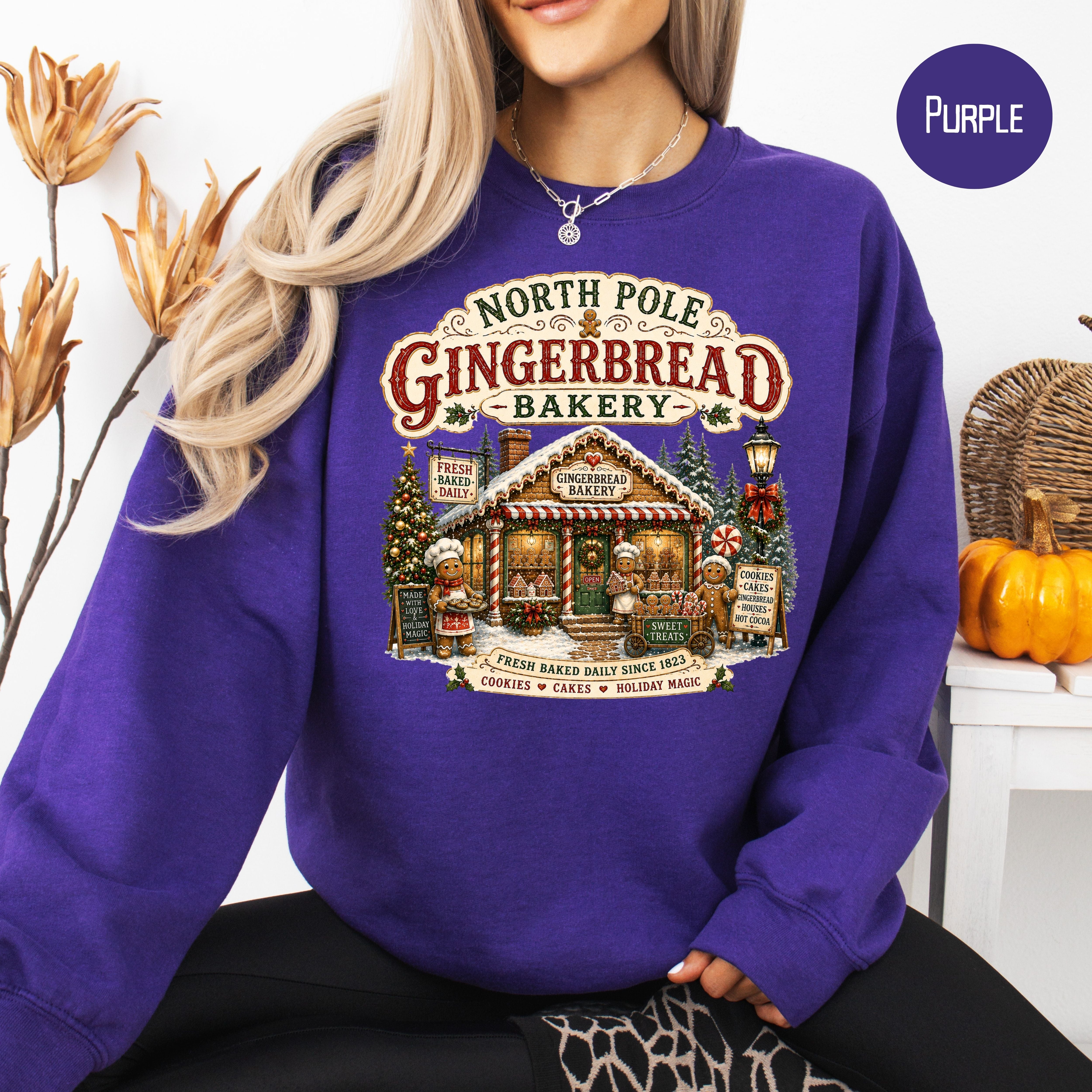 Christmas Gingerbread Bakery Pullover Sweatshirt, North Pole Christmas Gift Shirt, Gingerbread Lover Gift Shirt, Bakery Shirt, Xmas Shirt