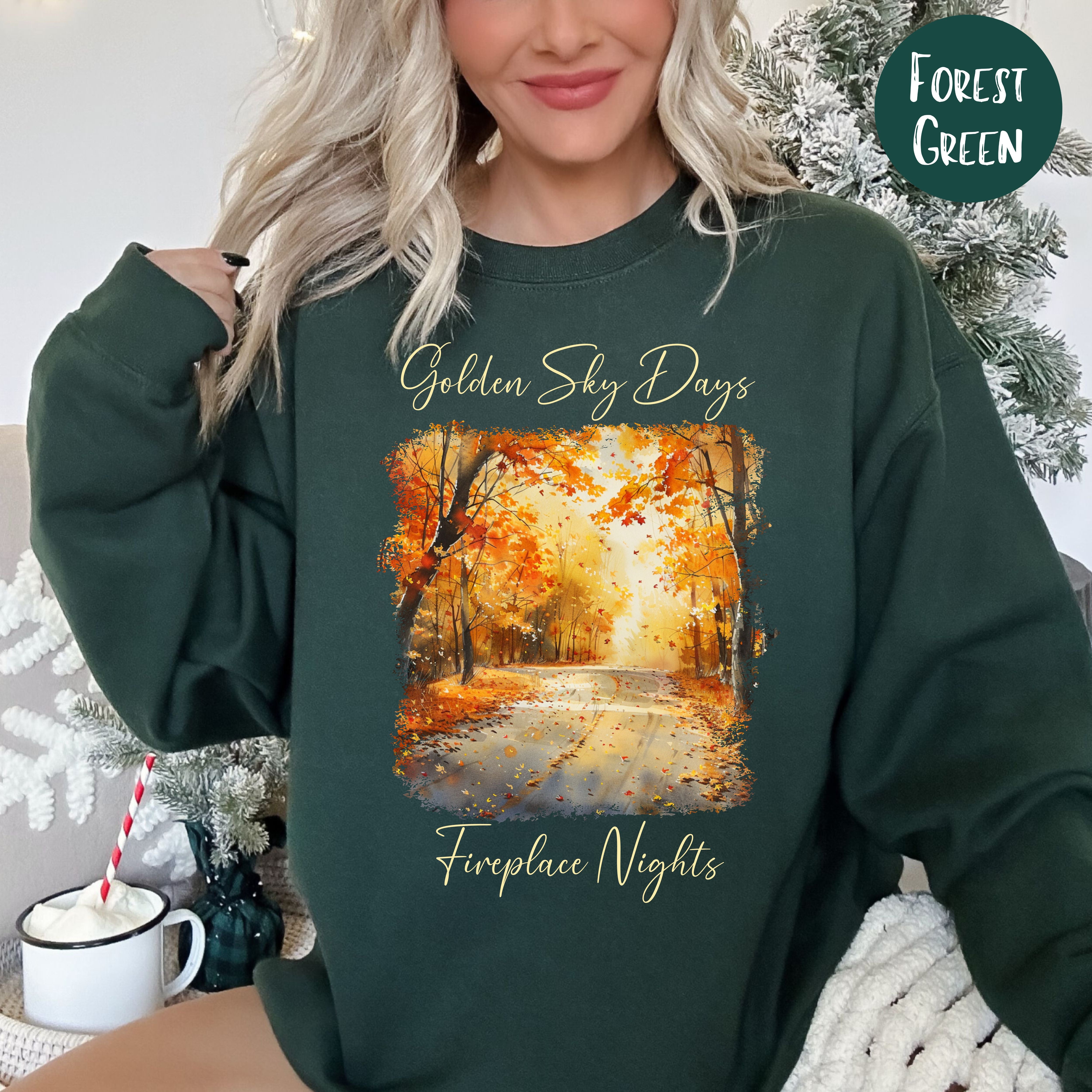 Golden Sky Days and Fireplace Nights Autumn Season Sweatshirt