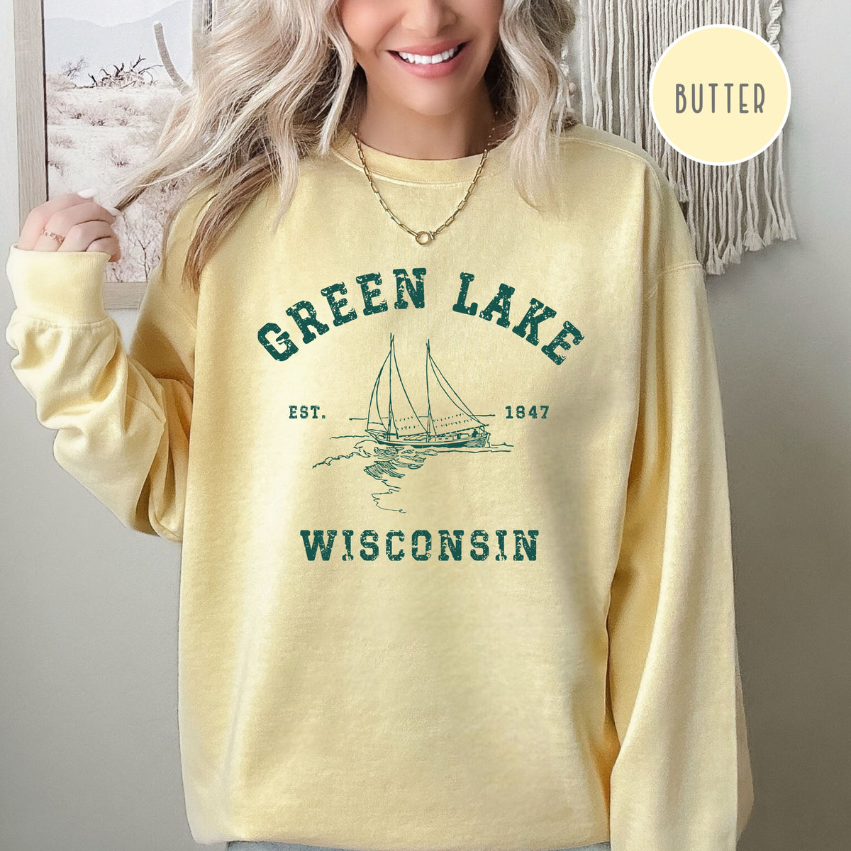 Green Lake Wisconsin Unisex Comfort Colors Camping Sweatshirt, Green Lake Wisconsin Vacation Gift Shirt, Green Lake Sweatshirt, Green Lake