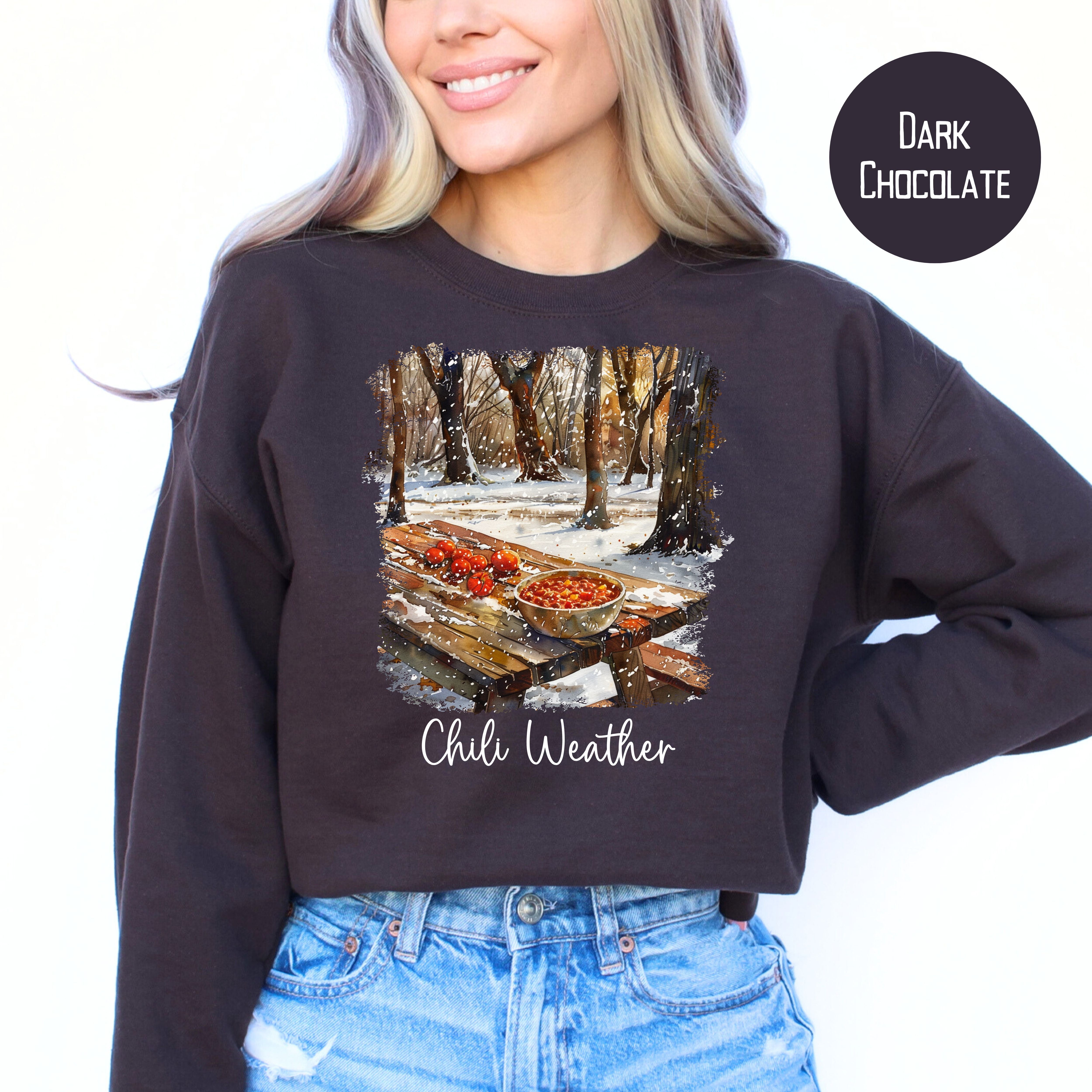 Chili Weather Unisex Sweatshirt, Snowy Comfy Chili Lover Sweatshirt