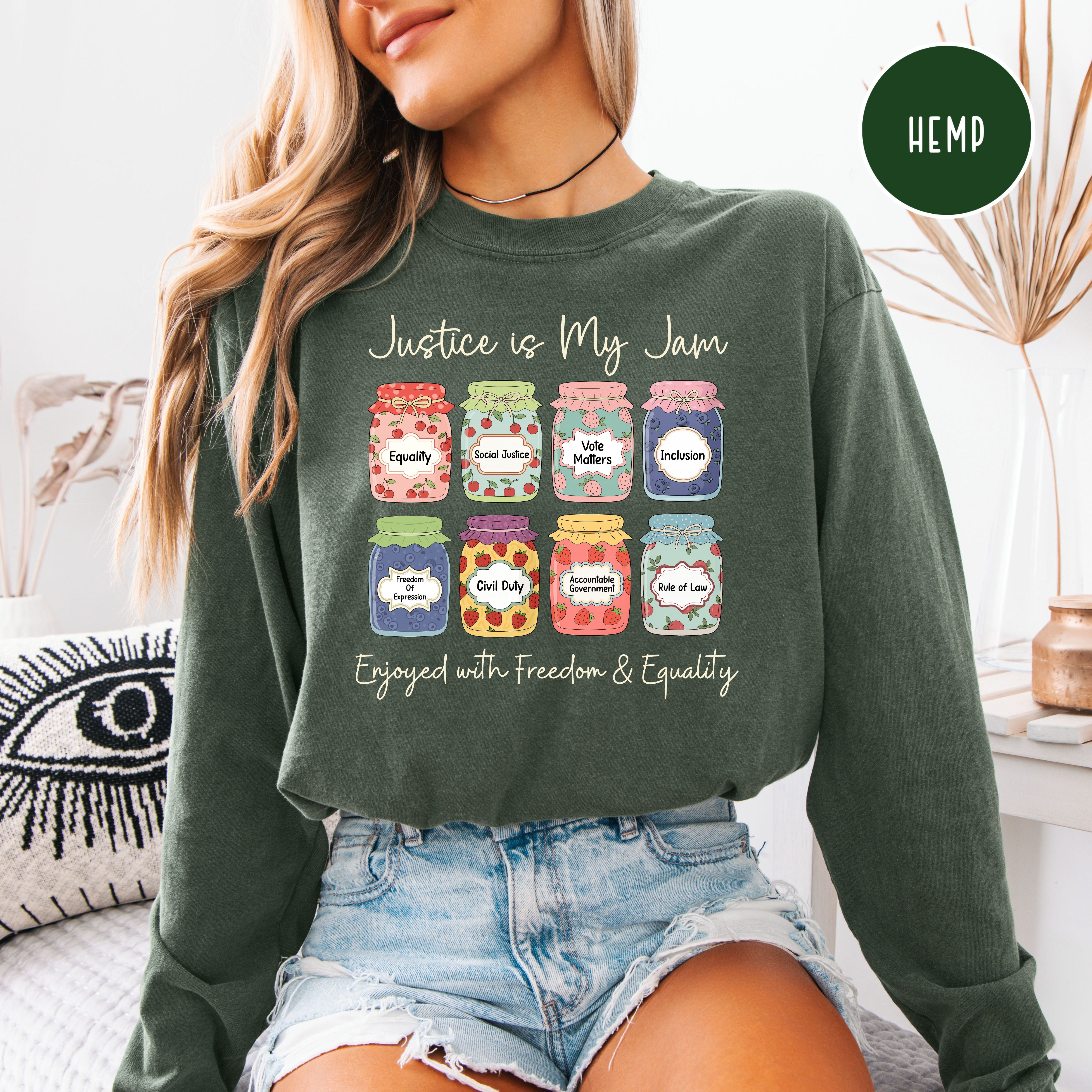 Justice is My Jam Long Sleeve Comfort Colors Social Justice Jam Jars Pro Democracy Gift Tee