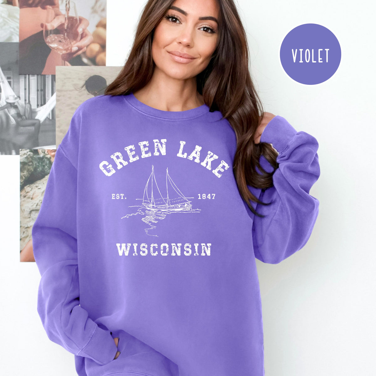 Green Lake Wisconsin Unisex Comfort Colors Camping Sweatshirt, Green Lake Wisconsin Vacation Gift Shirt, Green Lake Sweatshirt, Green Lake