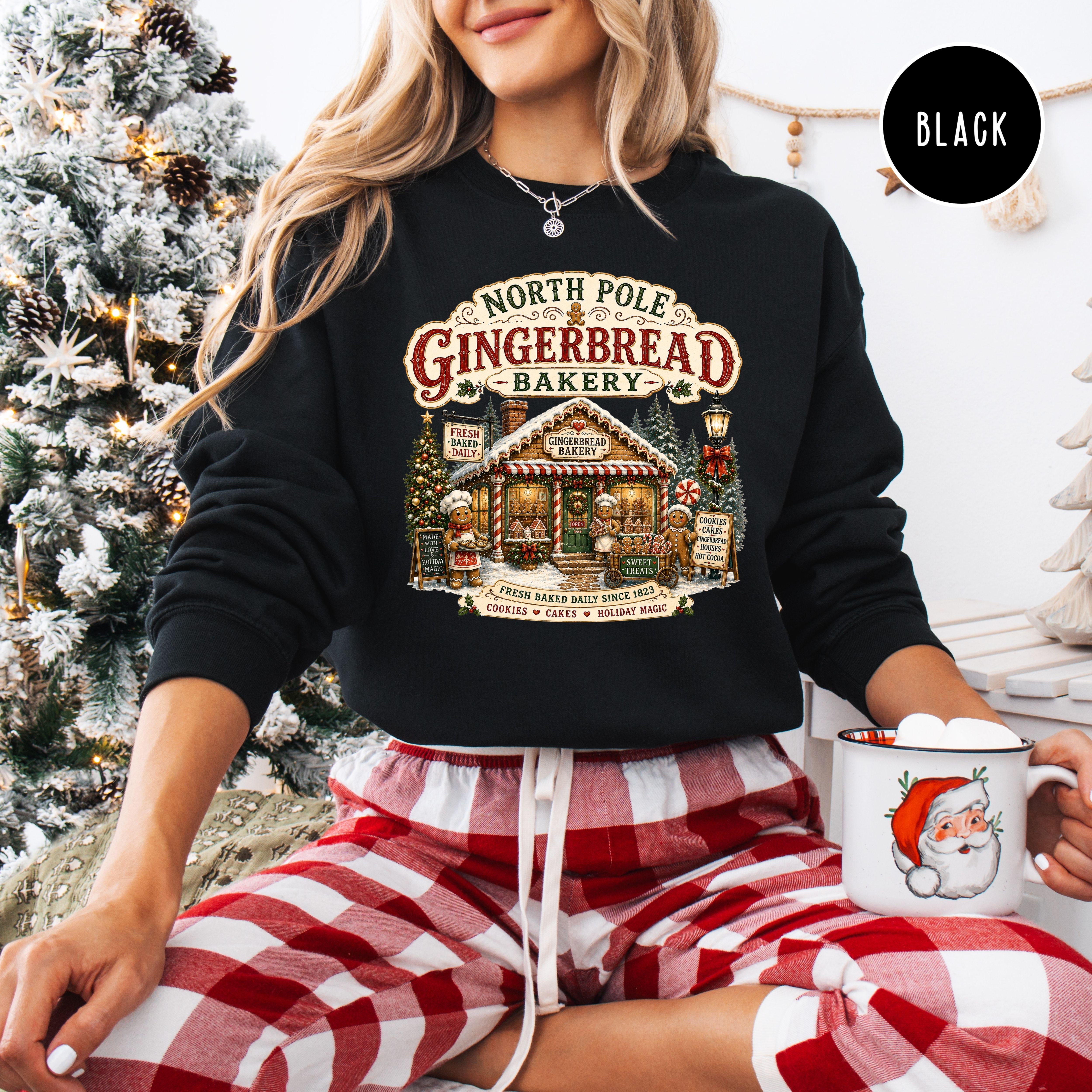 Christmas Gingerbread Bakery Pullover Sweatshirt, North Pole Christmas Gift Shirt, Gingerbread Lover Gift Shirt, Bakery Shirt, Xmas Shirt