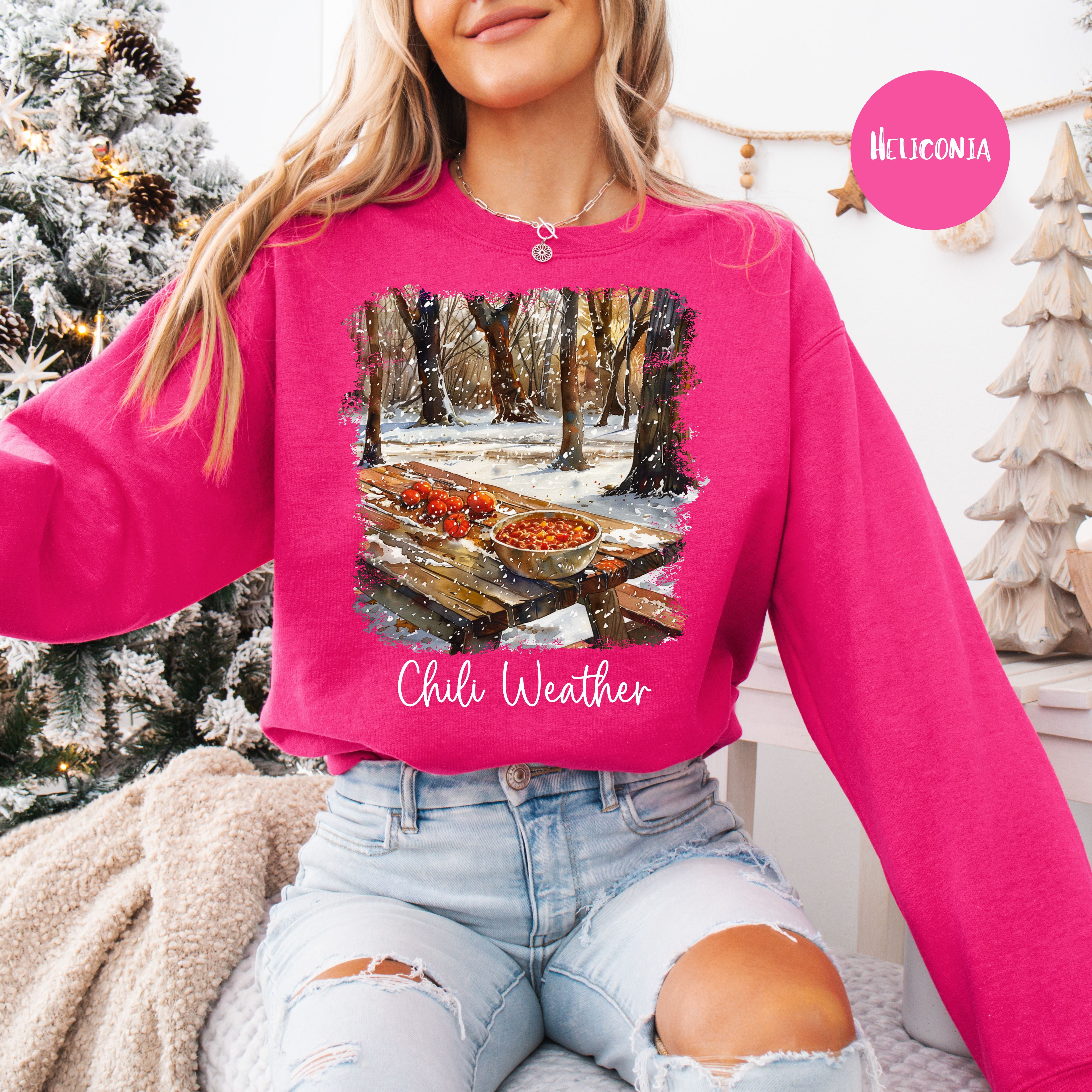 Chili Weather Unisex Sweatshirt, Snowy Comfy Chili Lover Sweatshirt