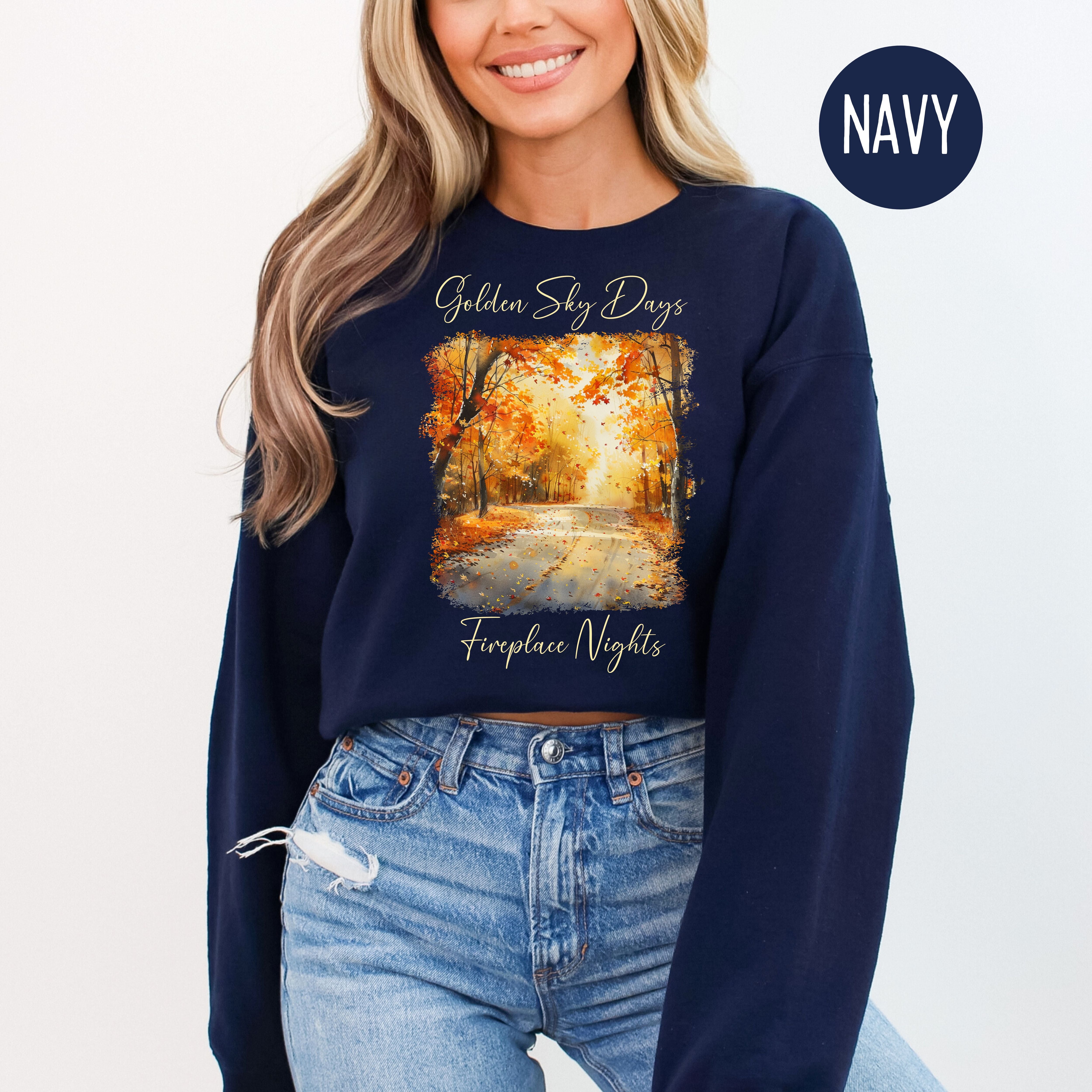 Golden Sky Days and Fireplace Nights Autumn Season Sweatshirt