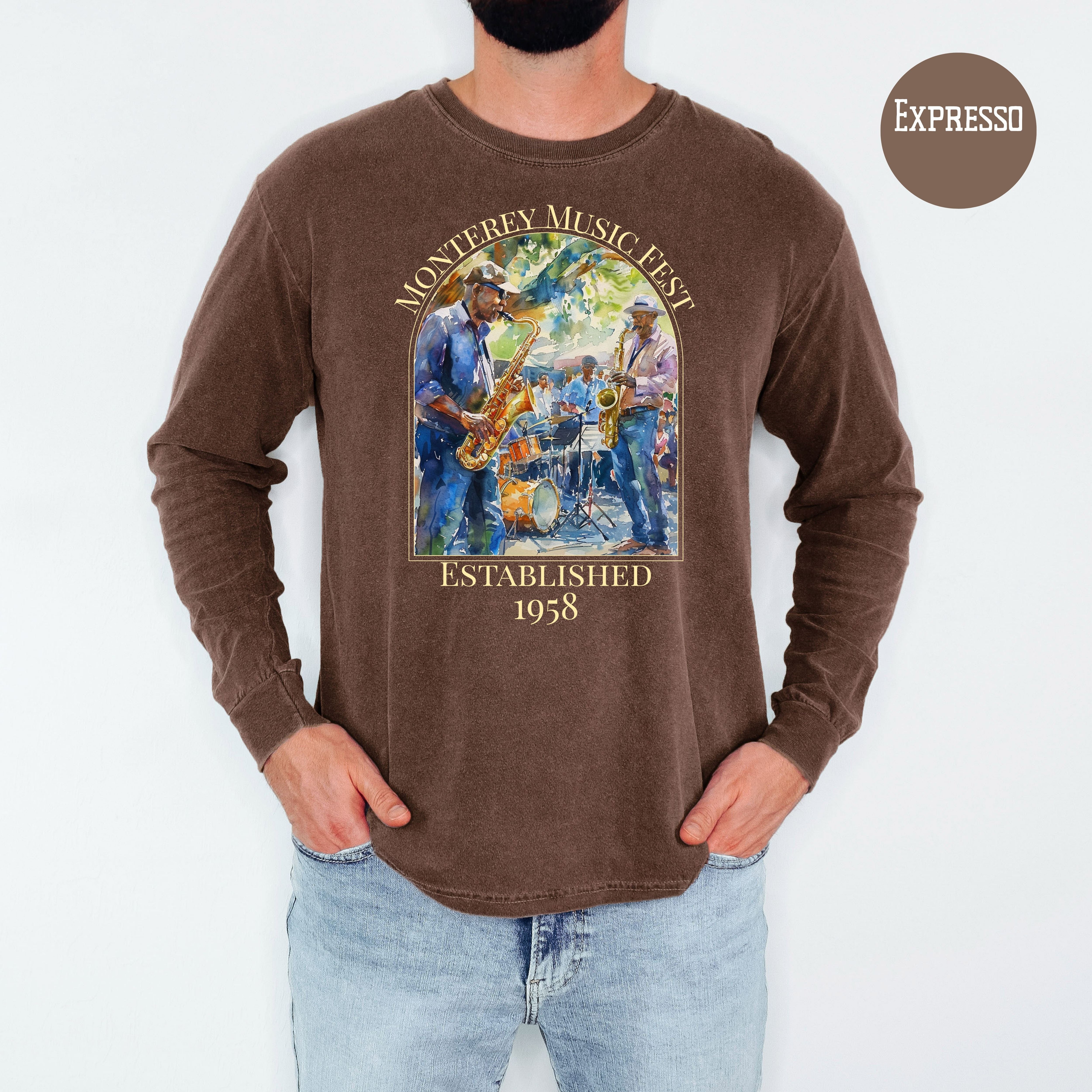 Monterey Music Festival Unisex Comfort Colors Long Sleeve T-Shirt, Music Lover Gift, Monterey Vacation Gift Shirt, California Travel Shirt
