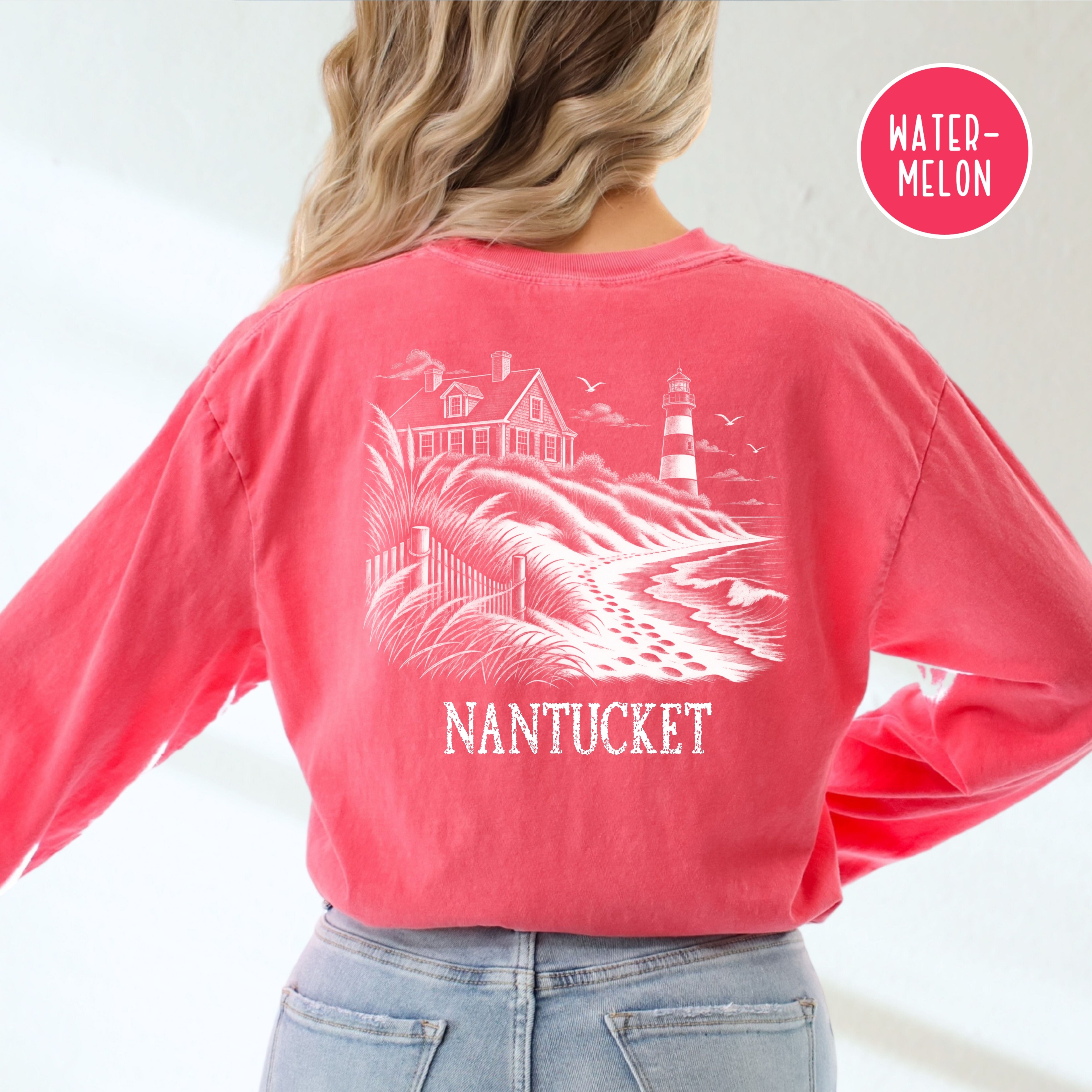 Nantucket Long Sleeve Comfort Colors T-Shirt, Nantucket Seaside Shirt, Nantucket Gift Shirt, Traveler Gift Shirt, Ocean Tee, Nantucket Shirt