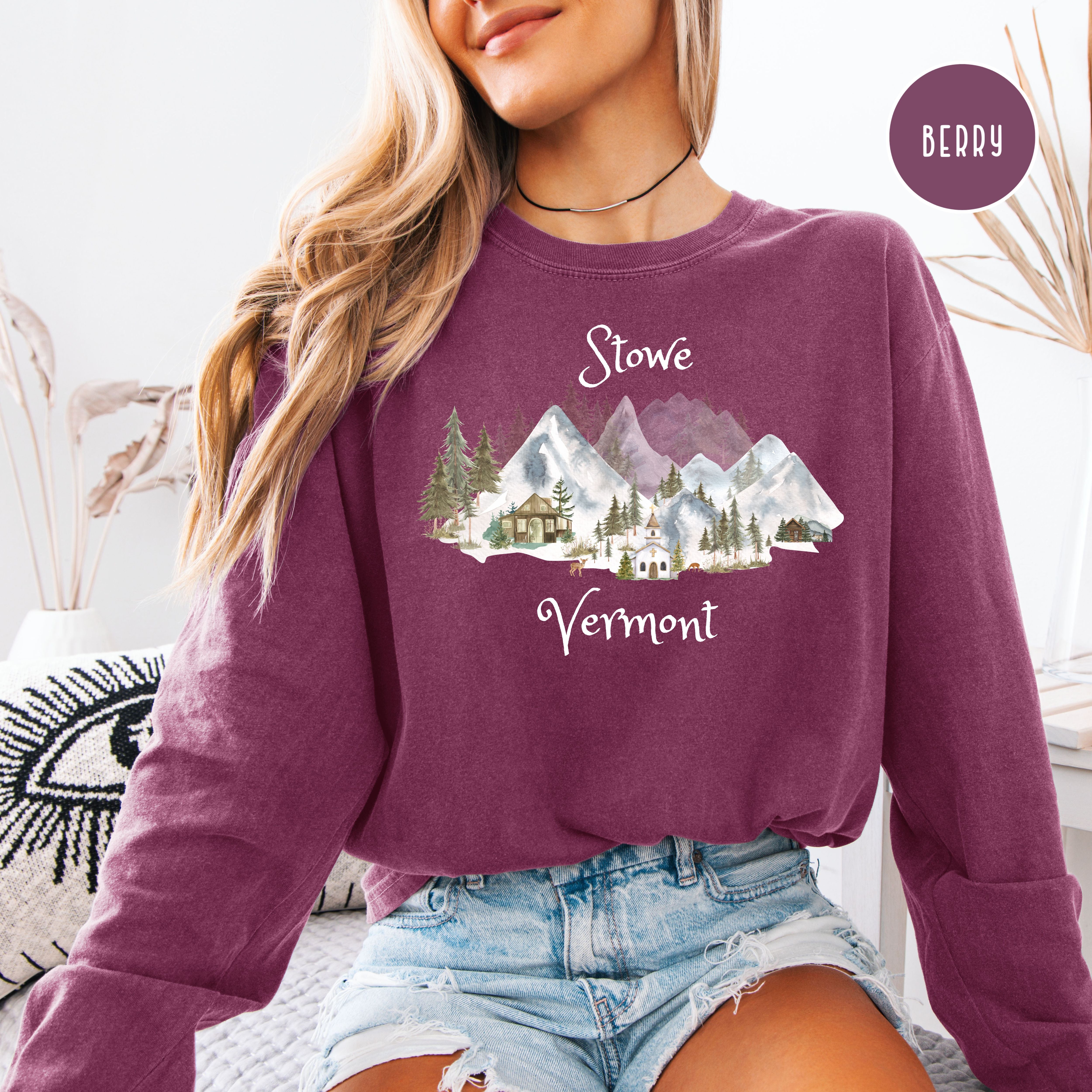 Stowe Vermont Unisex Long Sleeve Comfort Colors Tee