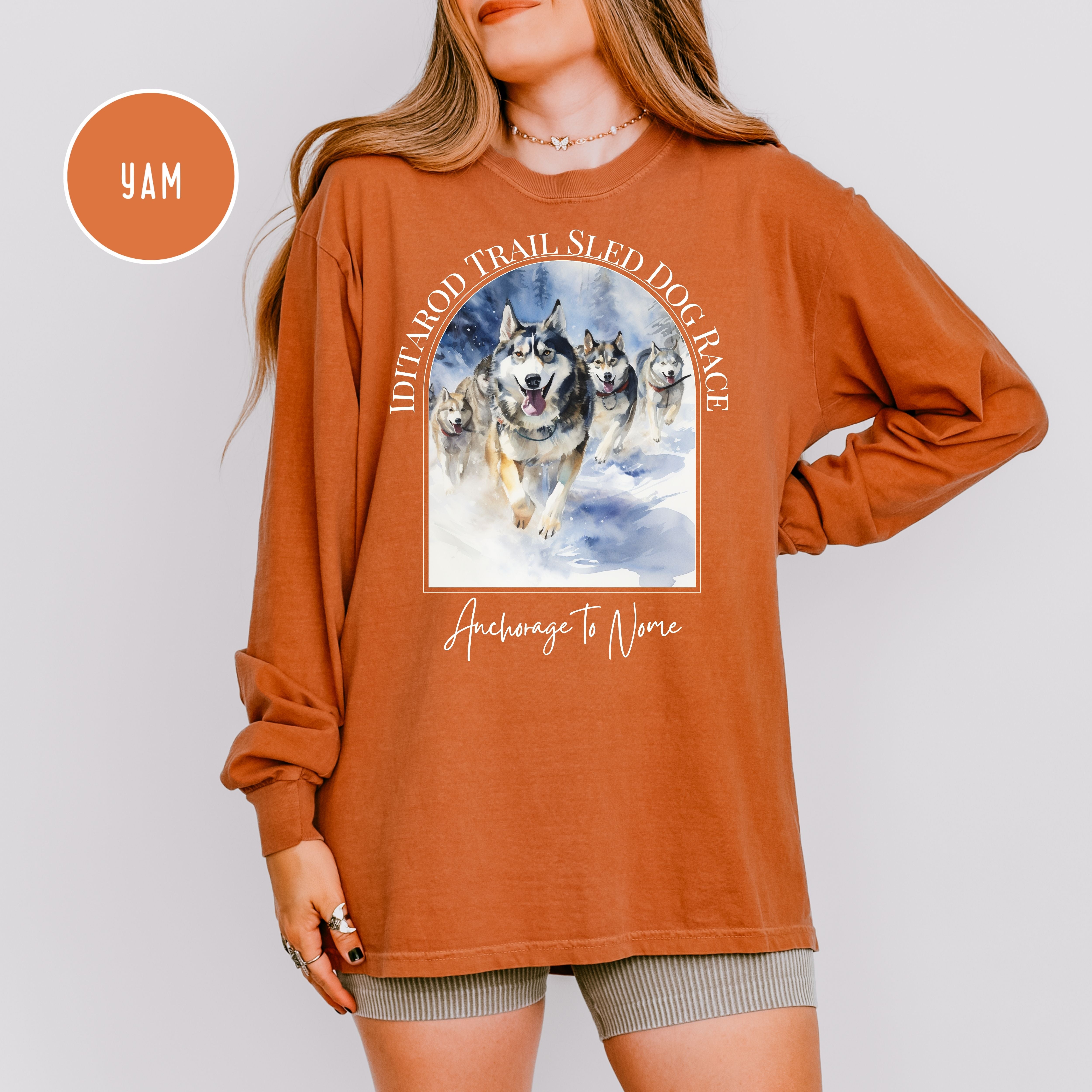 Iditarod Dog Race Comfort Colors Long Sleeve Tee