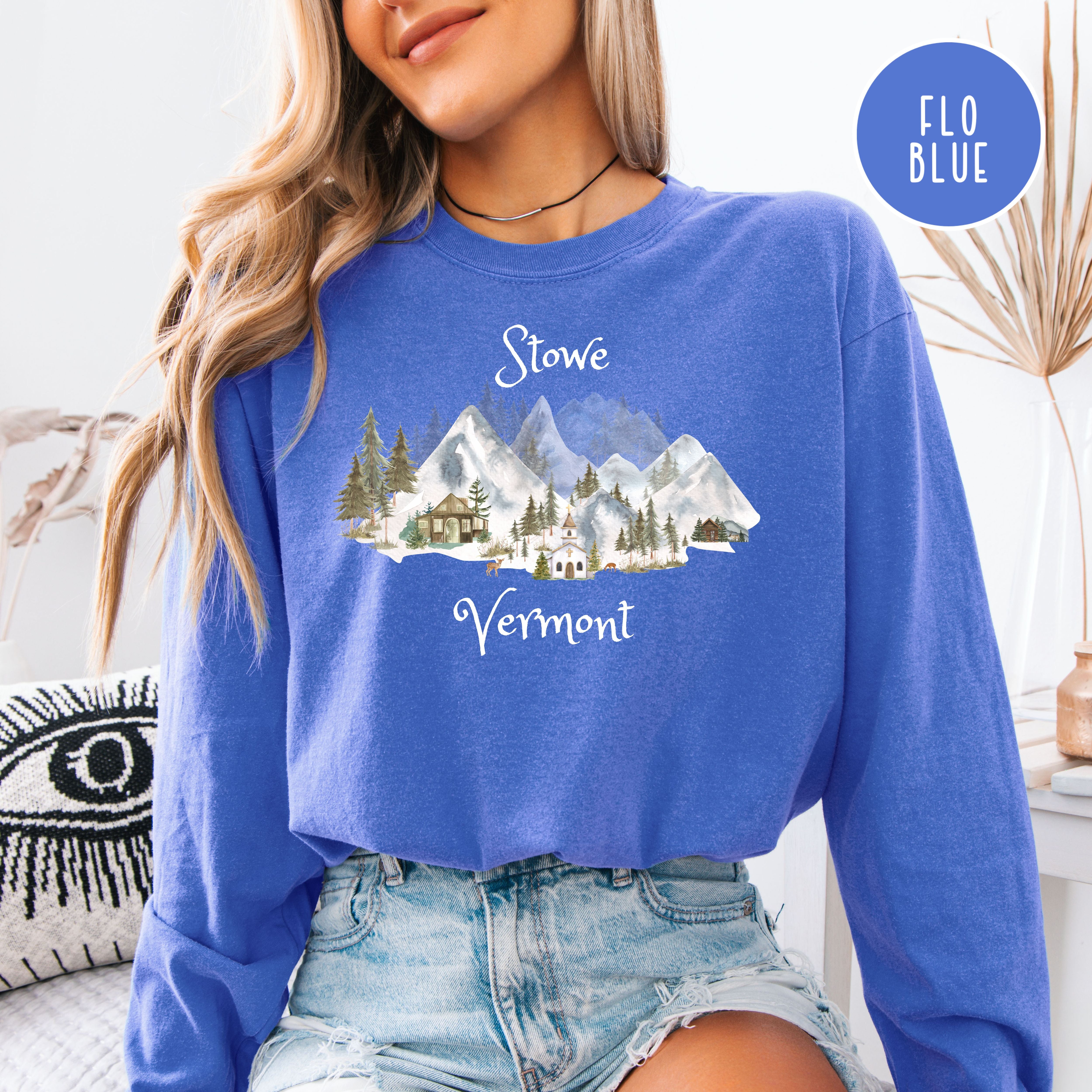 Stowe Vermont Unisex Long Sleeve Comfort Colors Tee