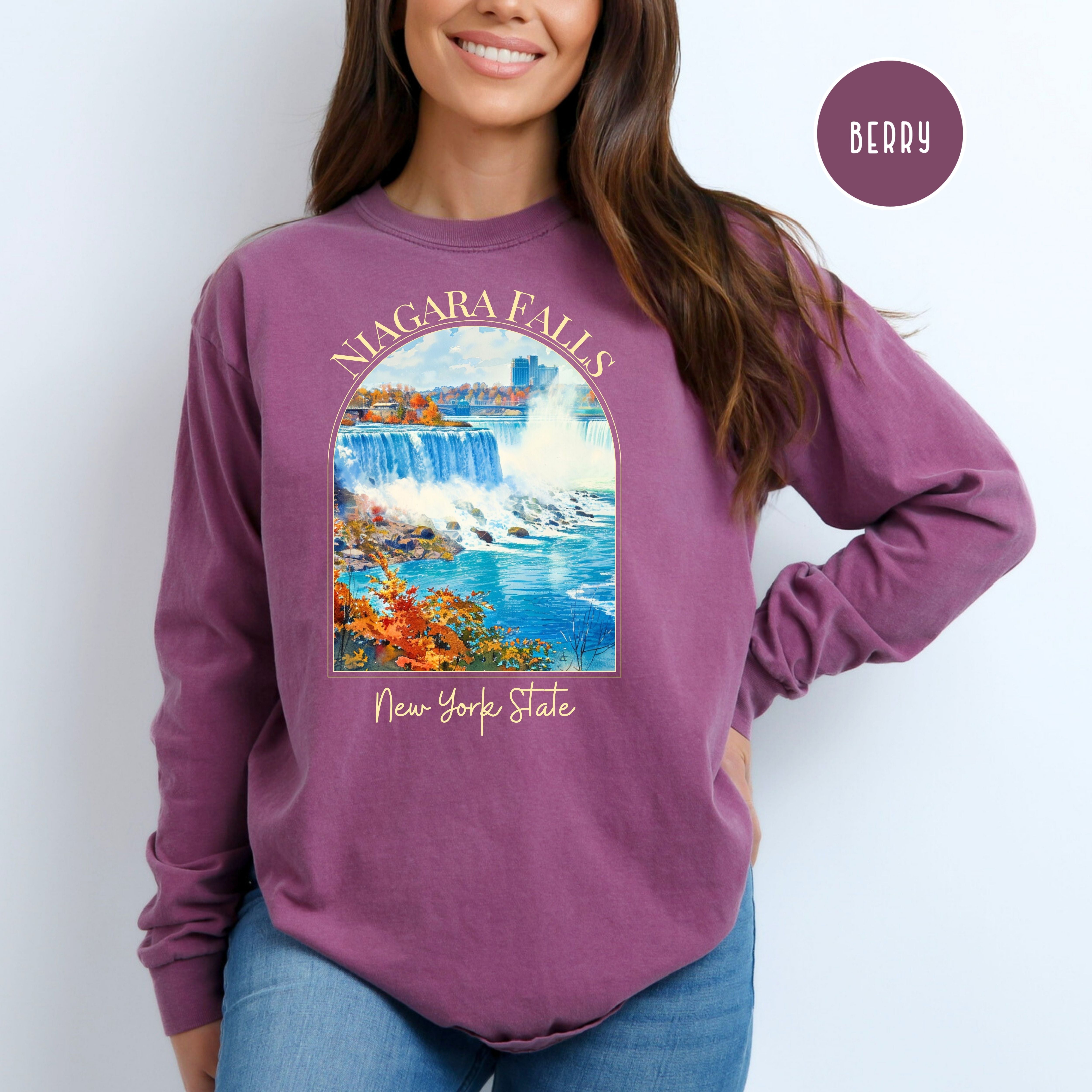 Niagara Falls New York State Comfort Colors Unisex Long Sleeve Tee Shirt