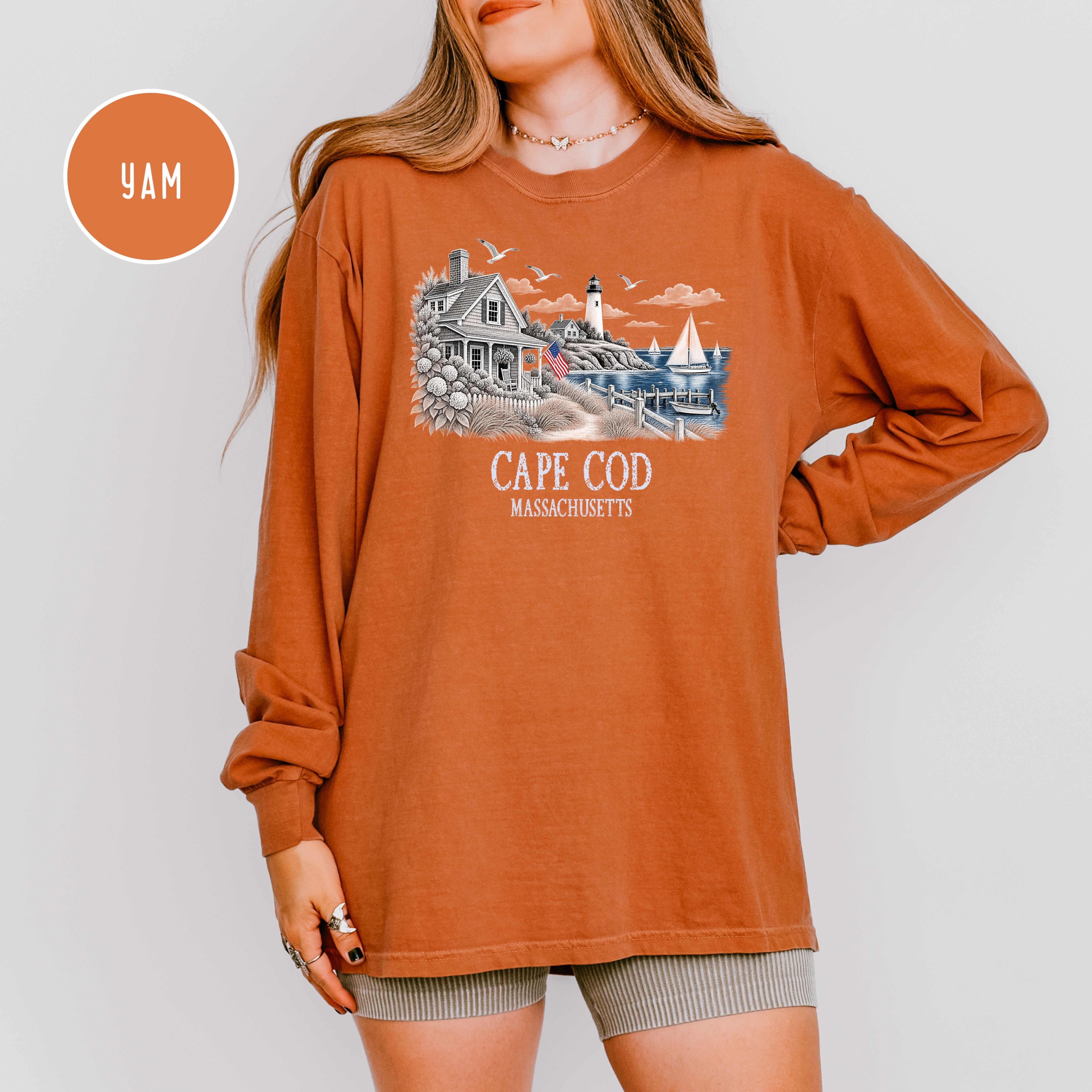 Cape Cod Massachusetts Long Sleeve Comfort Colors T-Shirt, Cape Cod Vacation Gift, Cape Cod Shirt, Traveler Gift Shirt, Seaside Shirt