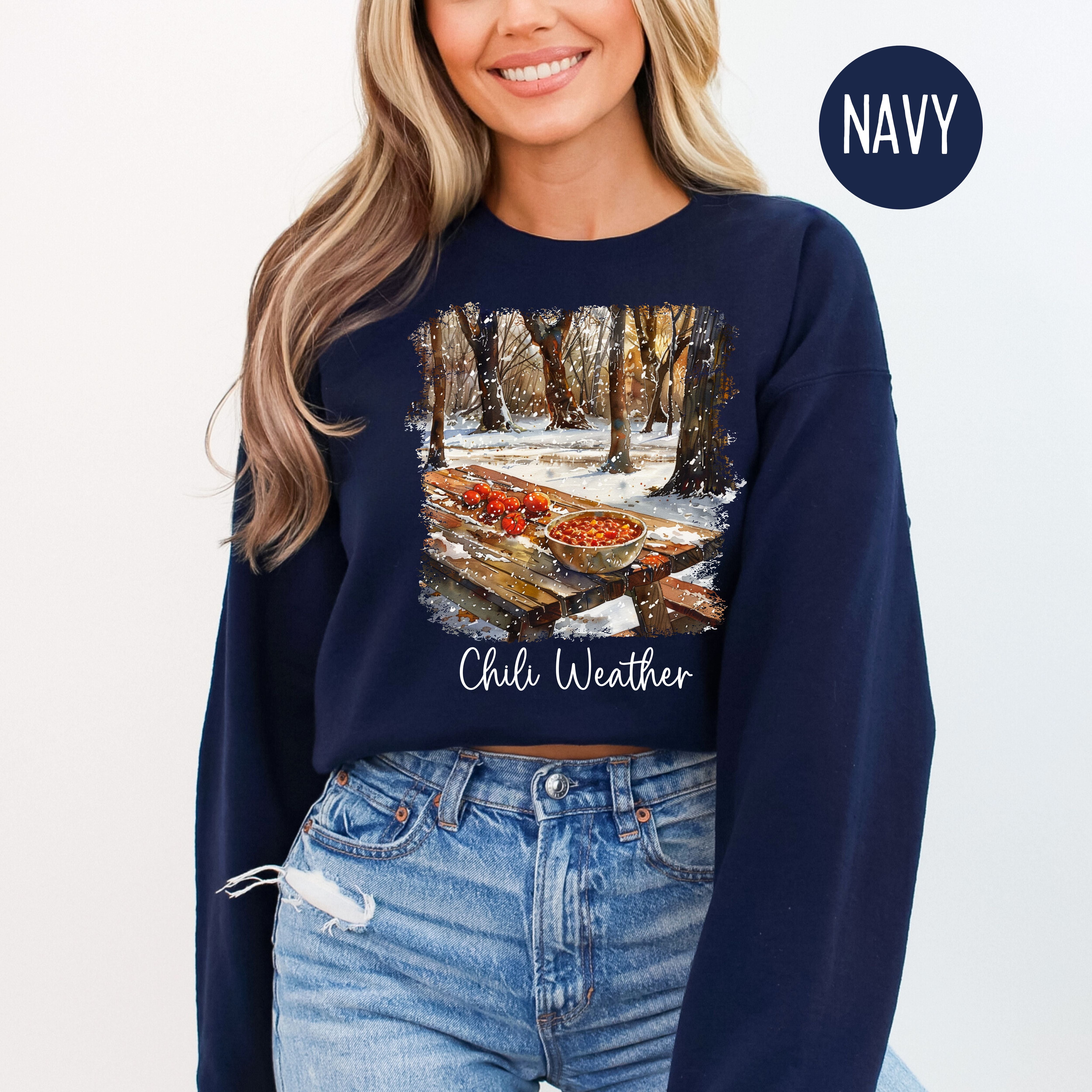 Chili Weather Unisex Sweatshirt, Snowy Comfy Chili Lover Sweatshirt