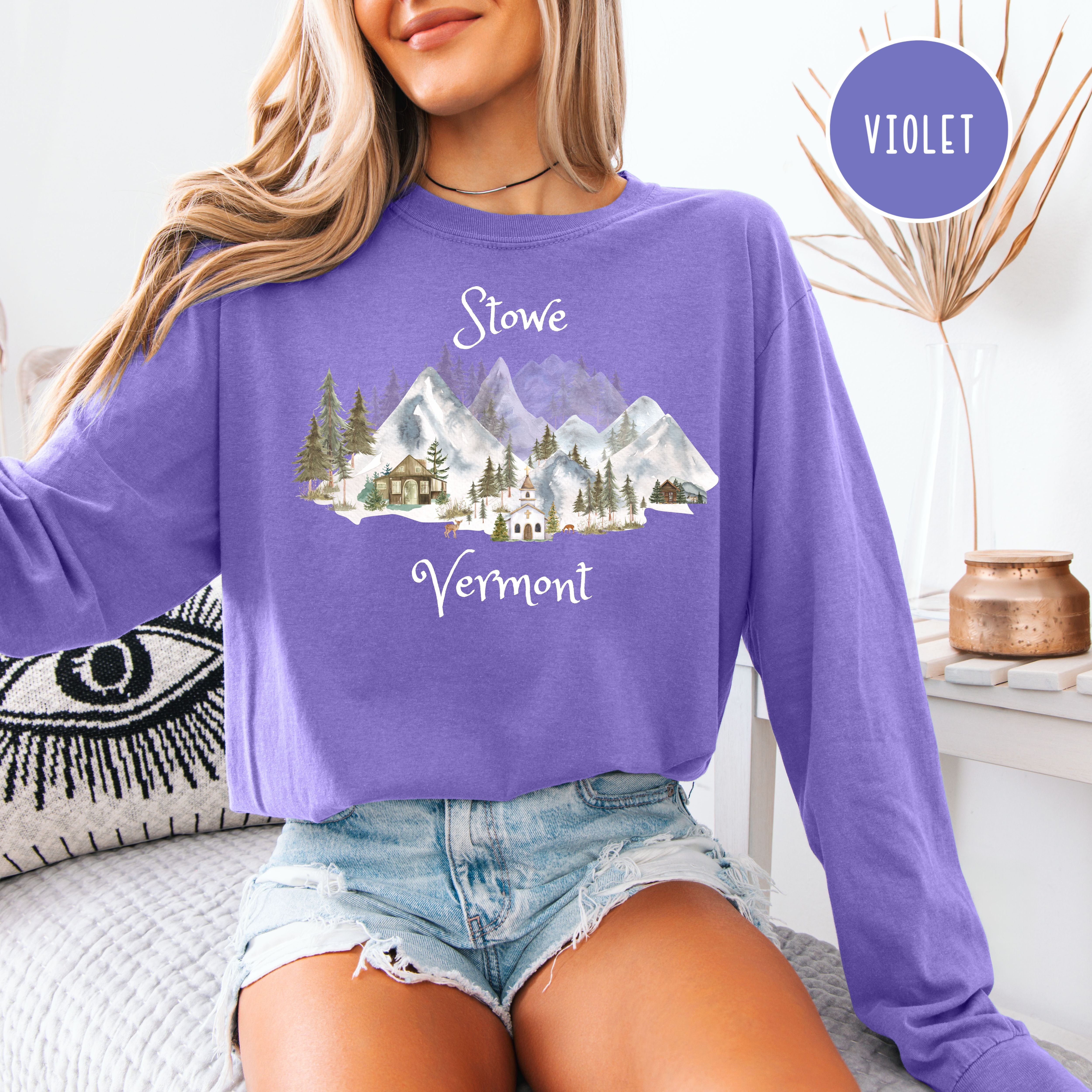 Stowe Vermont Unisex Long Sleeve Comfort Colors Tee
