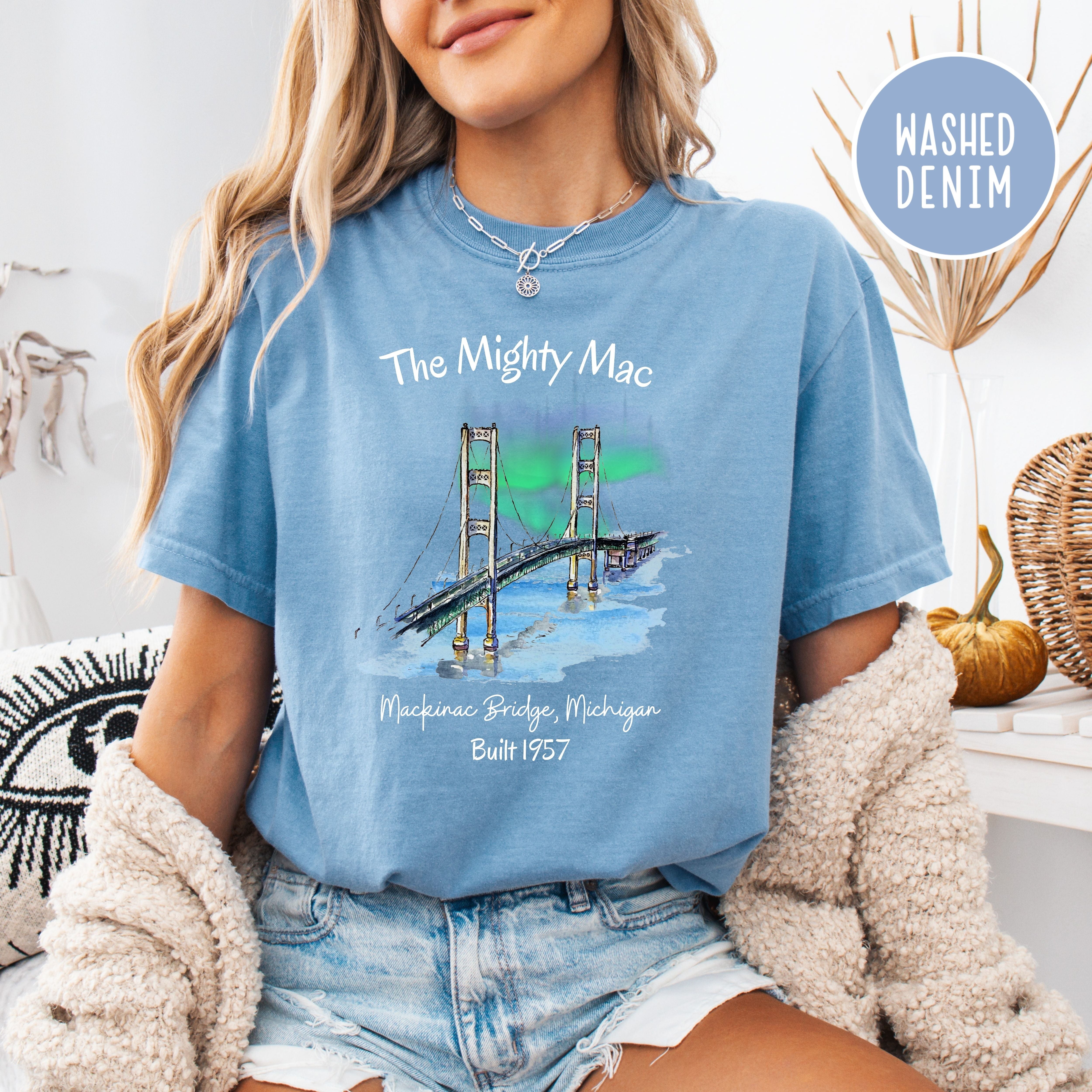 Northern Lights Over Mackinac Bridge Comfort Colors® Tee