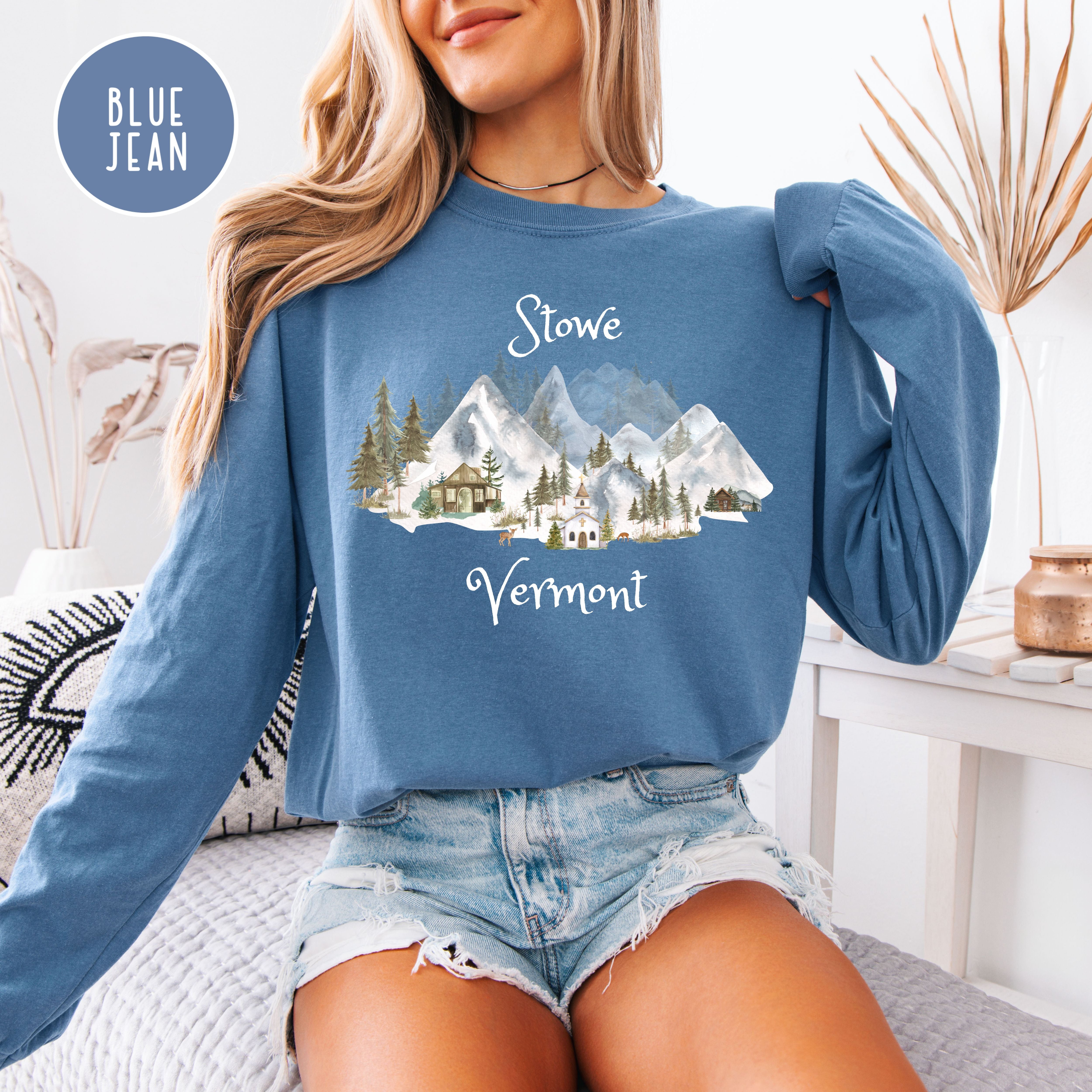 Stowe Vermont Unisex Long Sleeve Comfort Colors Tee