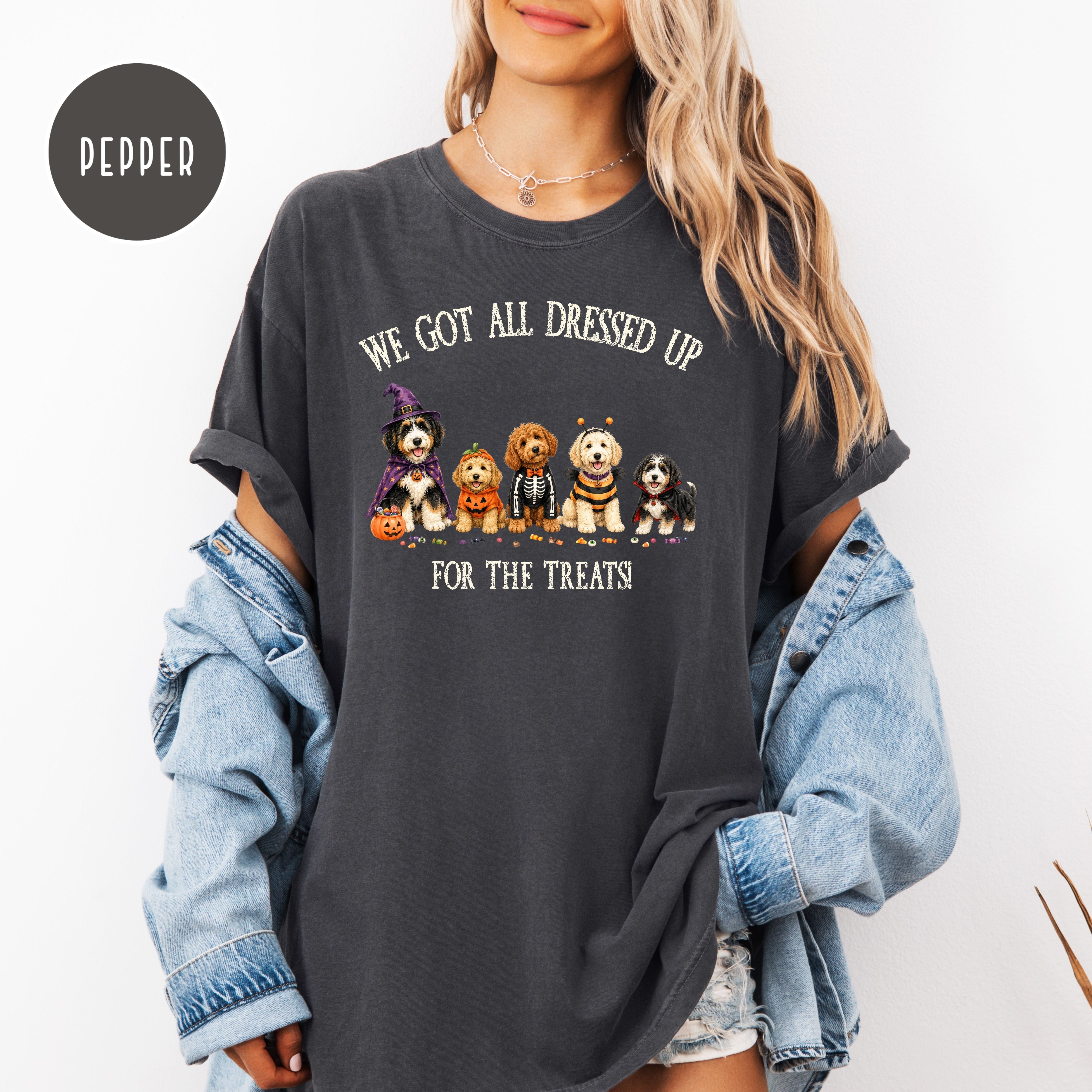 Halloween & Doodles Funny Dog Lover Comfort Colors T-Shirt, Doodle Dog Lover Halloween Gift, Doodle Dogs Halloween Costumes for Treats Shirt