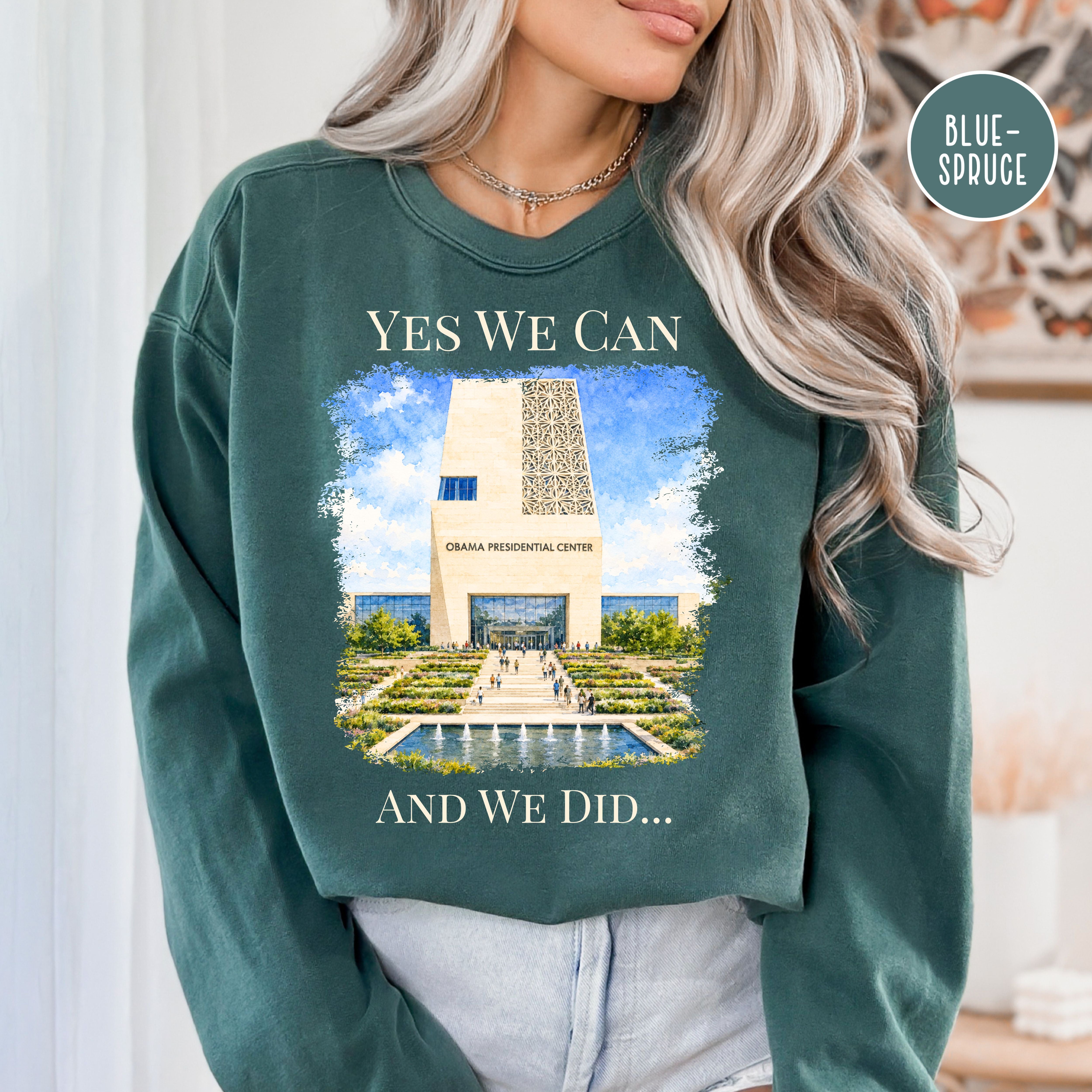 Obama Presidential Center Unisex Comfort Colors Sweatshirt, President Obama Gift Shirt, Obama Memorabilia, Yes We Can Shirt, Political Gift