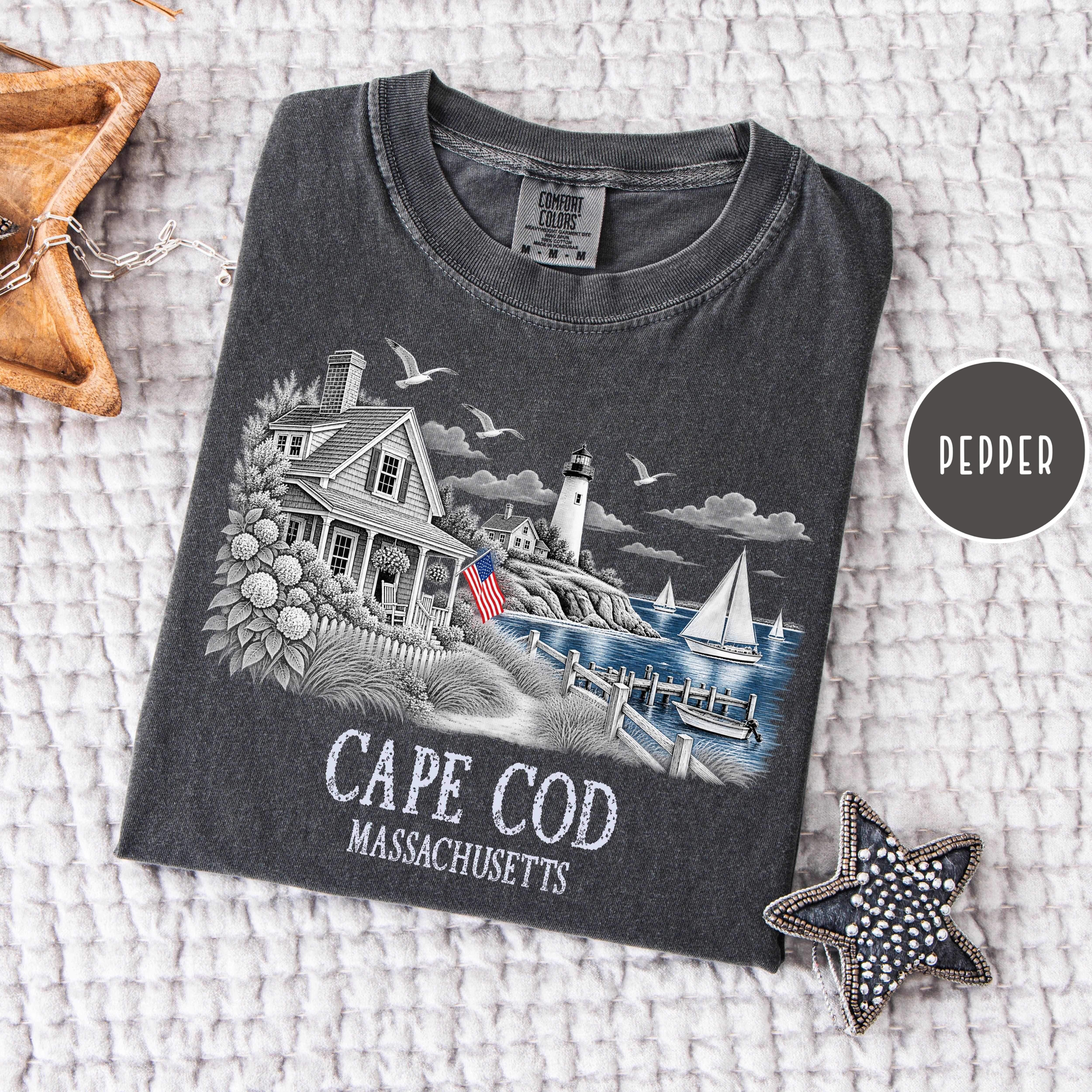 Cape Cod Massachusetts Comfort Colors T-Shirt, Cape Cod Vacation Gift, Cape Cod Shirt, Traveler Gift Shirt, Seaside Shirt, Ocean Lover Gift