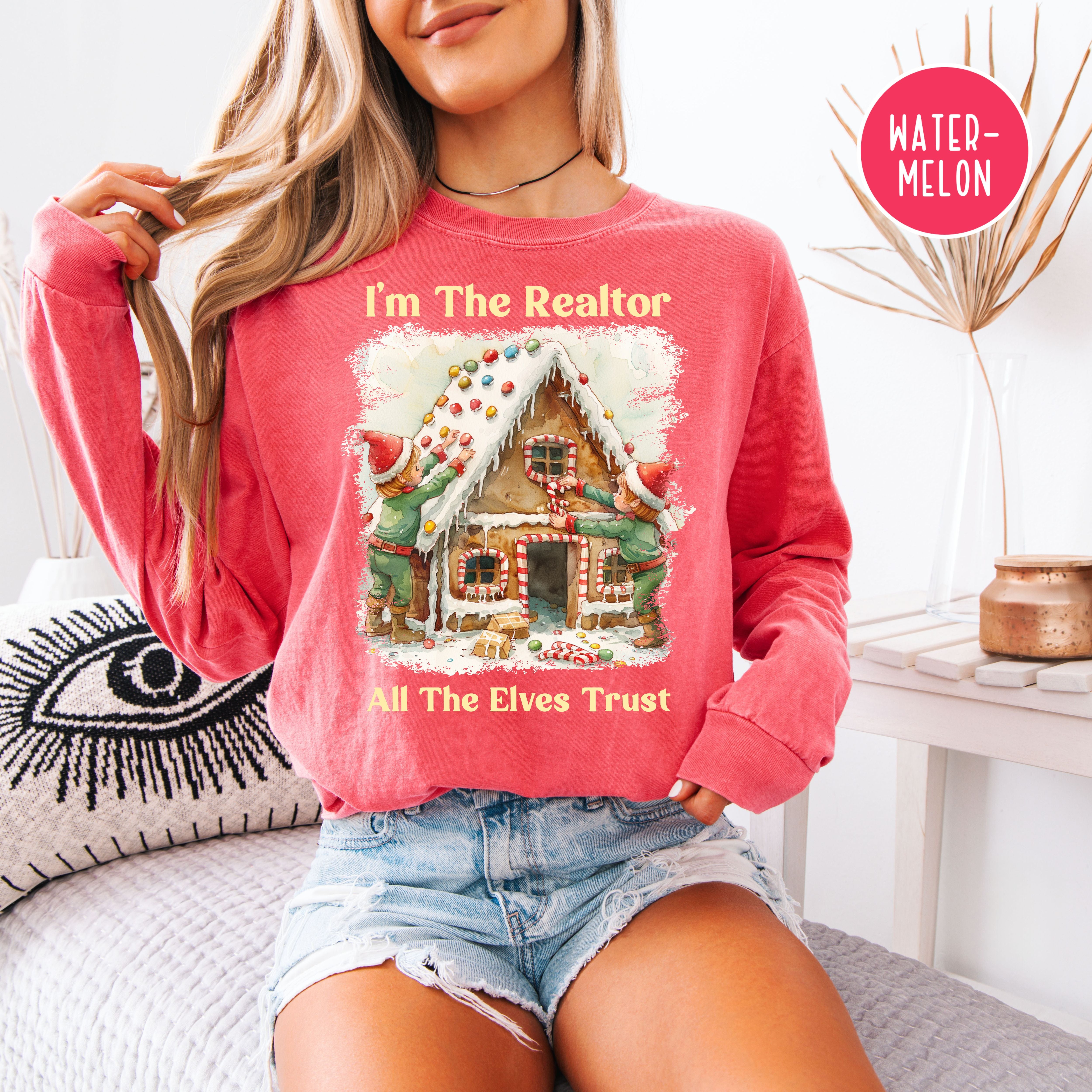 Funny Christmas Real Estate Agent Unisex Comfort Colors Long Sleeve Shirt